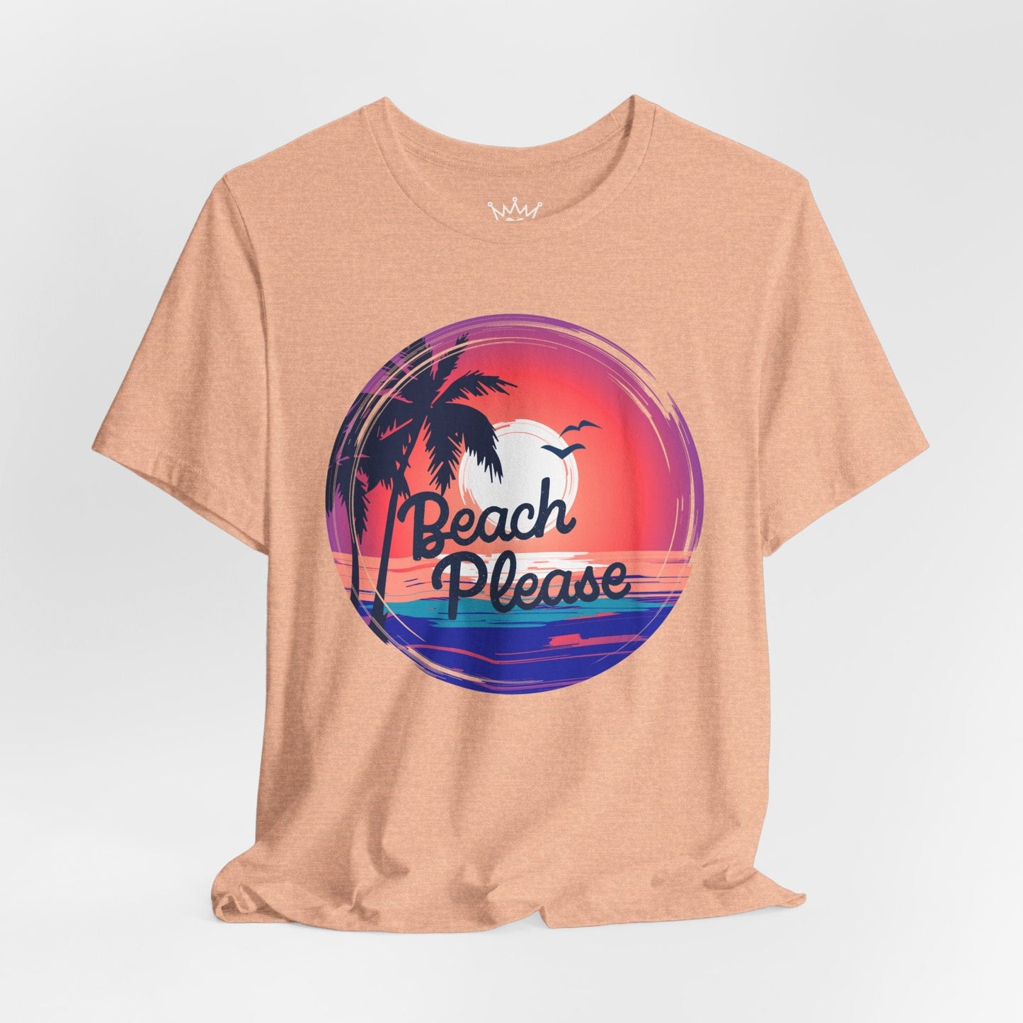 Beach Please T-Shirt – Retro Sunset Beach Tee, Funny Summer Vacation Shirt