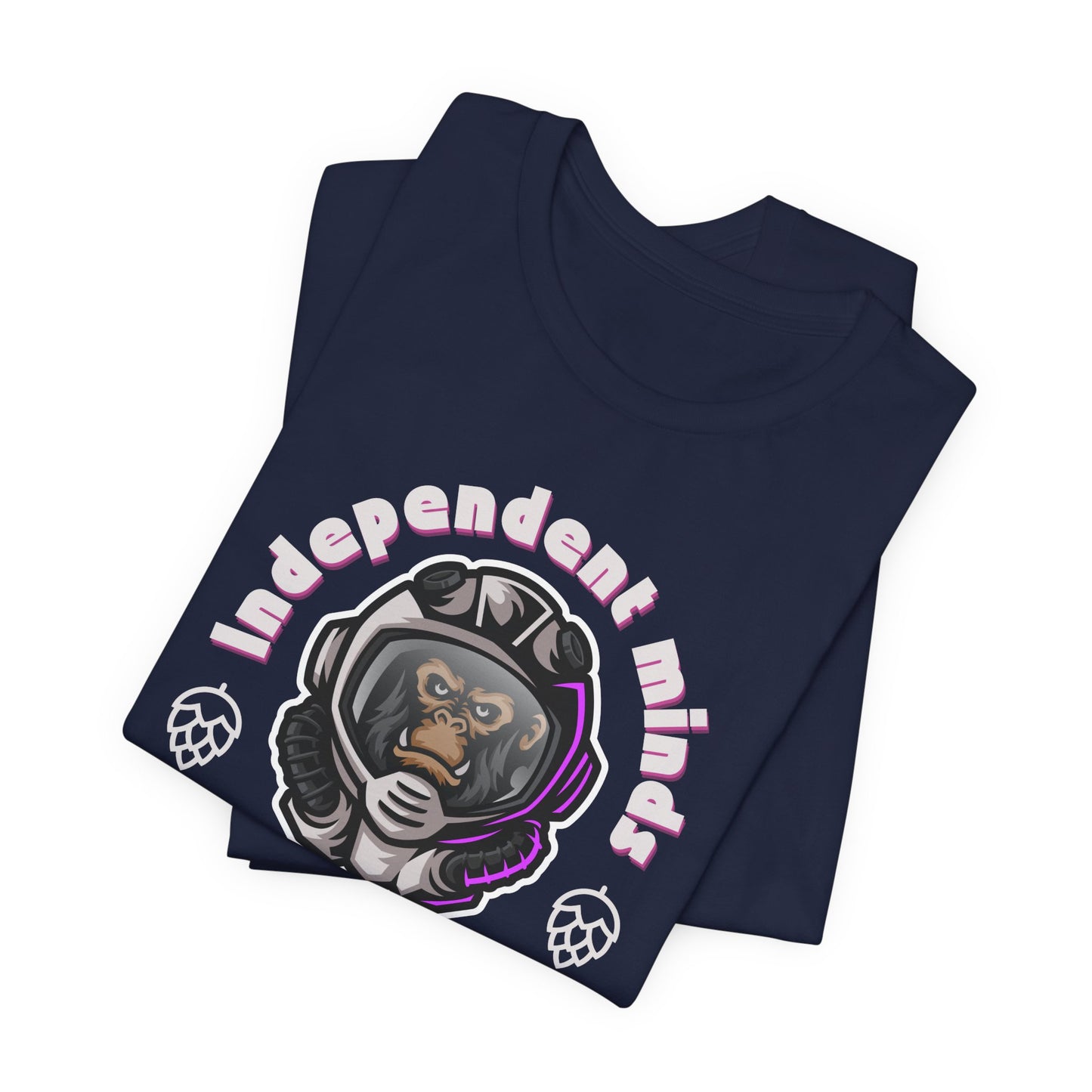 Independent Minds Brews Tee – Bold Craft Beer Graphic, Space Helmet Ape Shirt