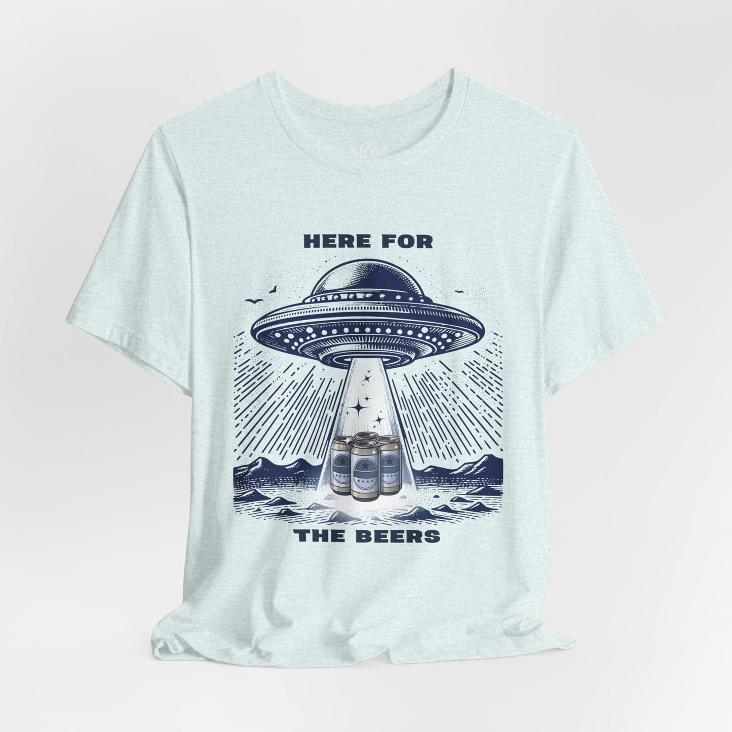 Here for the Beers T-Shirt – UFO Abduction Beer Tee, Funny Sci-Fi Shirt for Beer Lovers