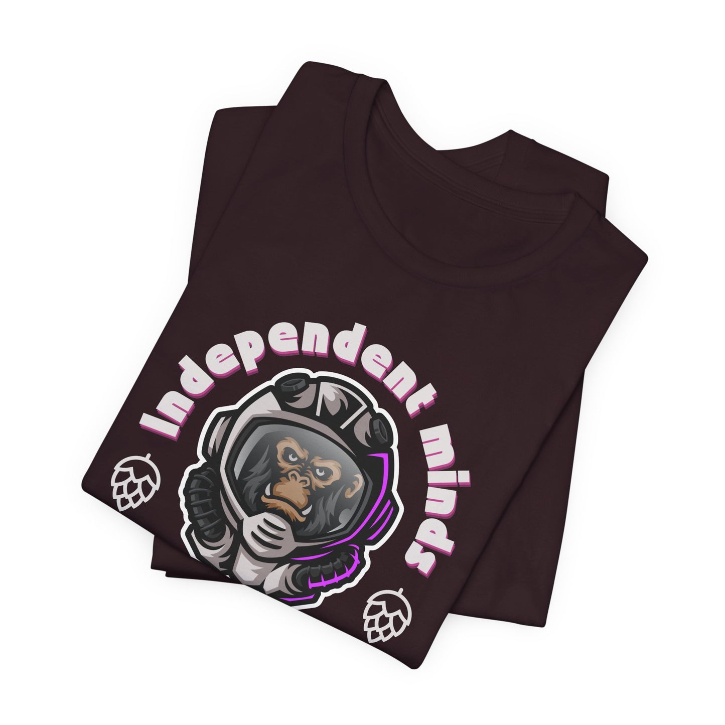 Independent Minds Brews Tee – Bold Craft Beer Graphic, Space Helmet Ape Shirt