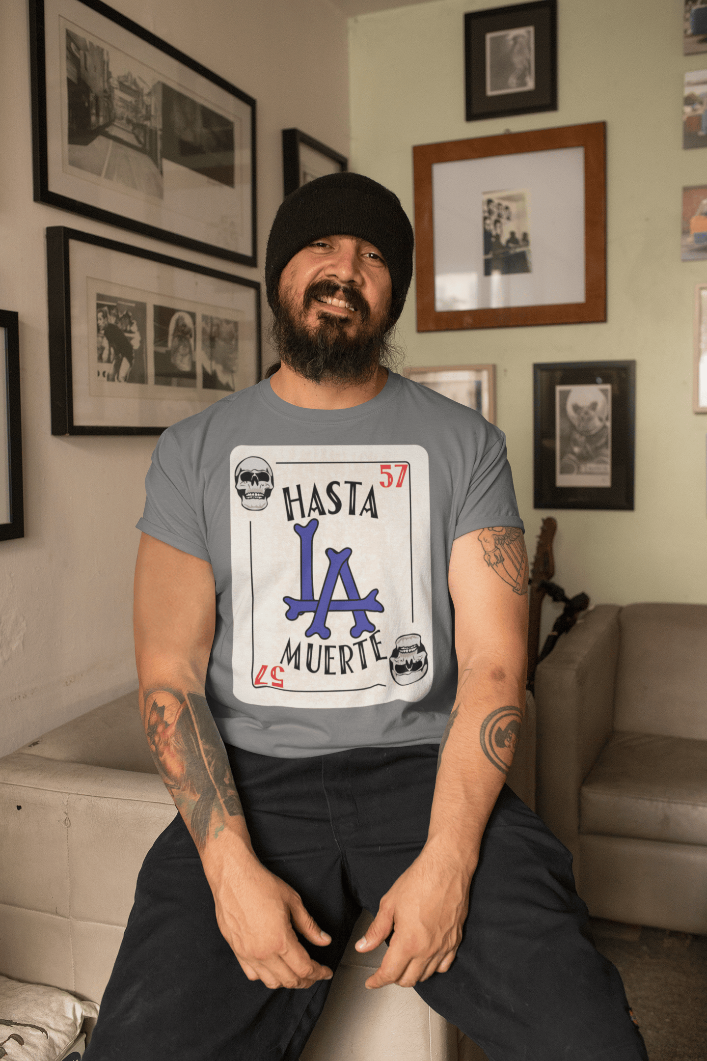 Hasta LA Muerte Tee – LA Pride Lotería-Style Graphic Shirt for True Fans