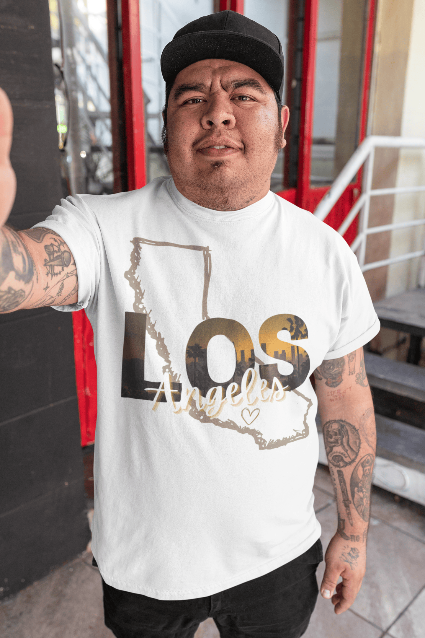 Los Angeles Sunset Tee – Cali Map Shirt with LA Skyline Fade, Retro West Coast Graphic