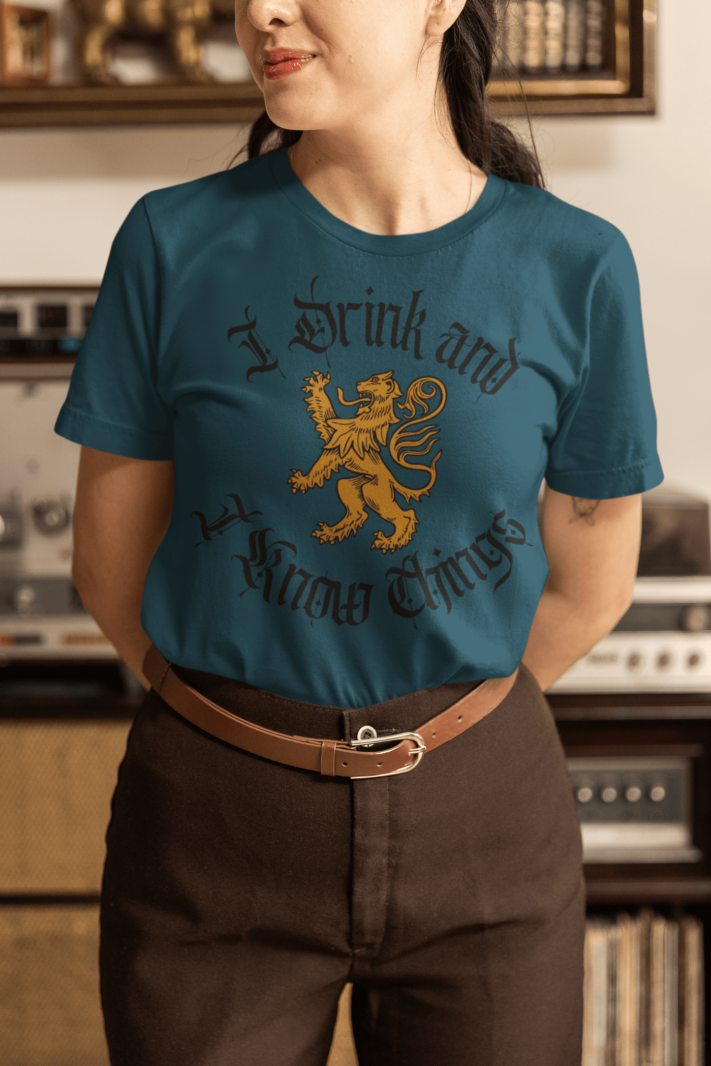 I Drink and I Know Things Shirt – Medieval Lion Beer Tee for Witty Beer Lovers