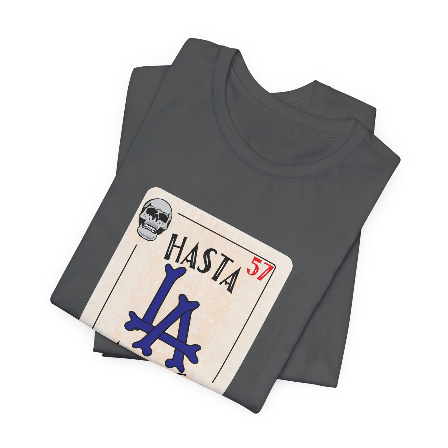 Hasta LA Muerte Tee – Dodgers 1957 Skull Card Graphic Shirt (Unisex Fit)