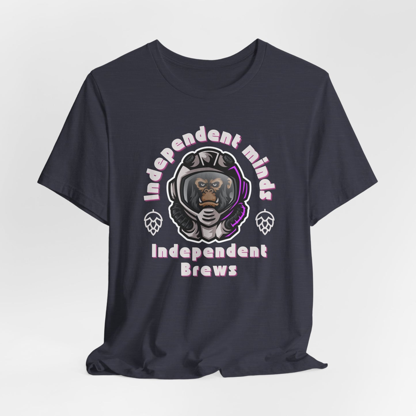 Independent Minds Brews Tee – Bold Craft Beer Graphic, Space Helmet Ape Shirt