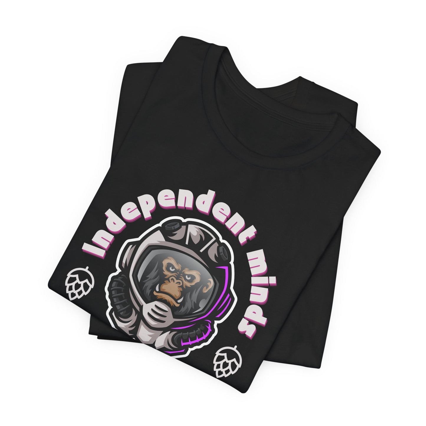 Independent Minds Brews Tee – Bold Craft Beer Graphic, Space Helmet Ape Shirt