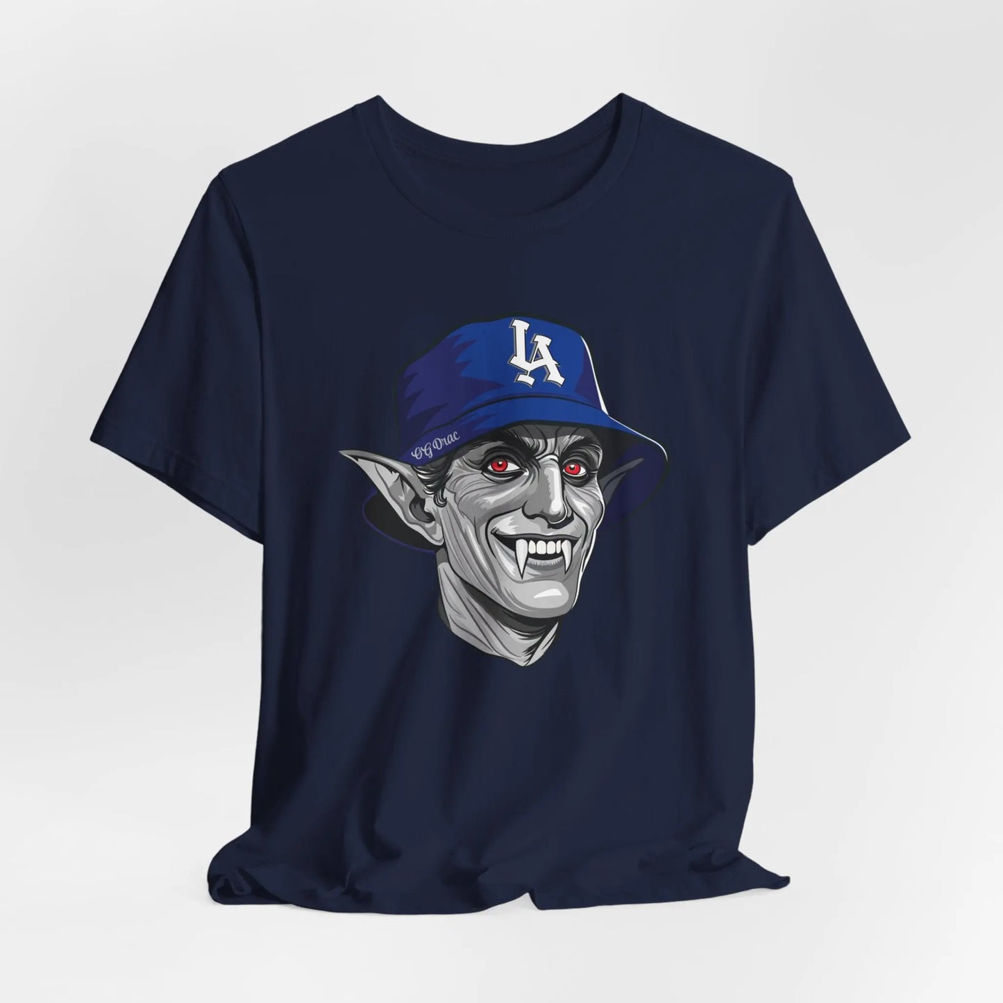 OG Drac Dodgers T-Shirt – LA Dracula Horror Baseball Tee, Spooky LA Fan Gear Printify