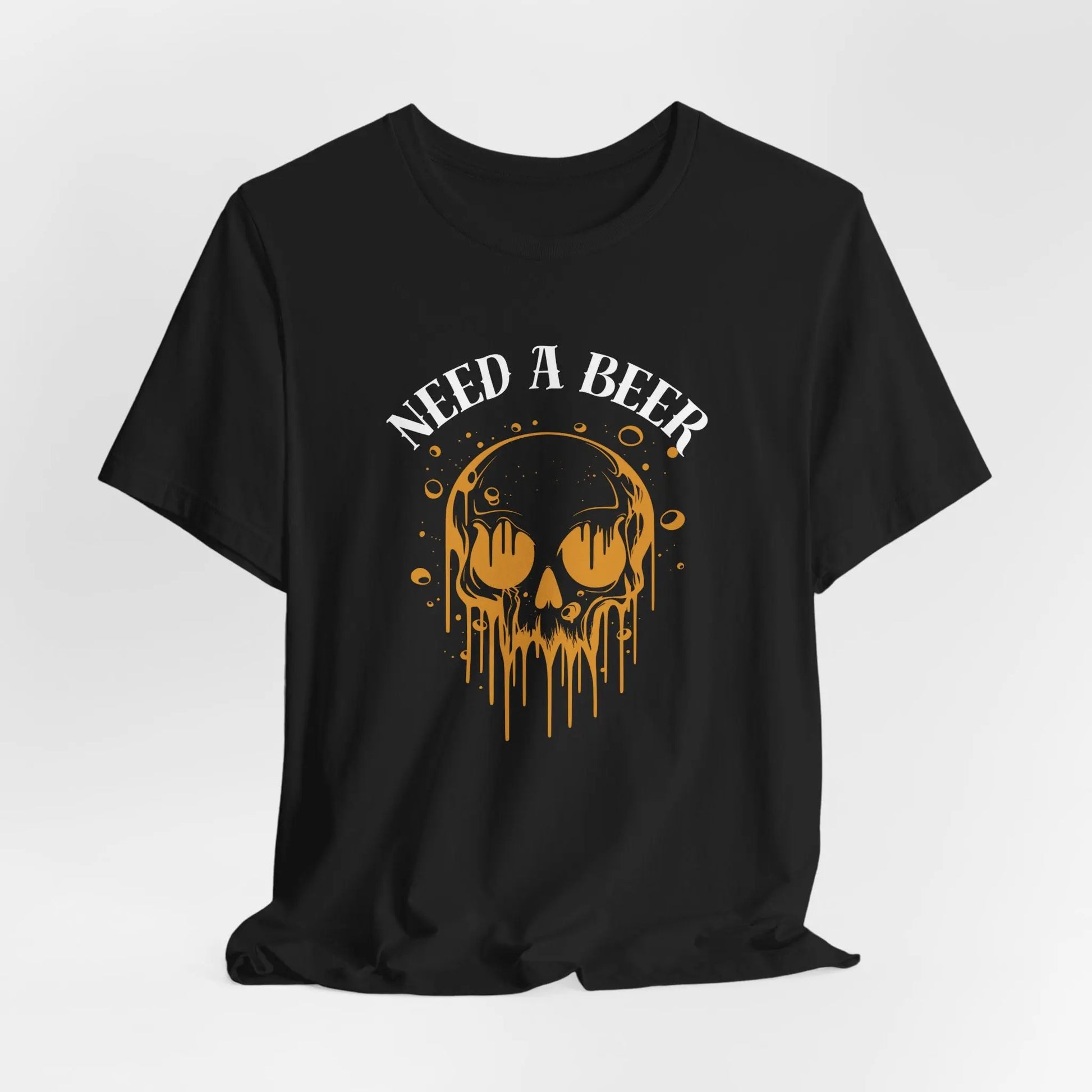 Need a Beer T-Shirt, Dripping Skull Graphic Tee, Vintage Beer Lovers Shirt, Edgy Streetwear, Bella Canvas 3001, Holiday Gift for Him/Her Printify