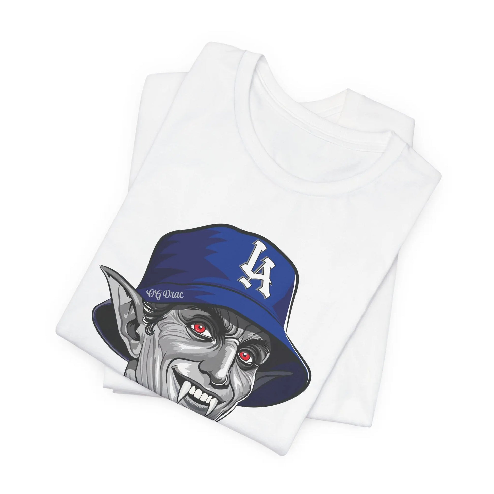 OG Drac Dodgers T-Shirt – LA Dracula Horror Baseball Tee, Spooky LA Fan Gear Printify