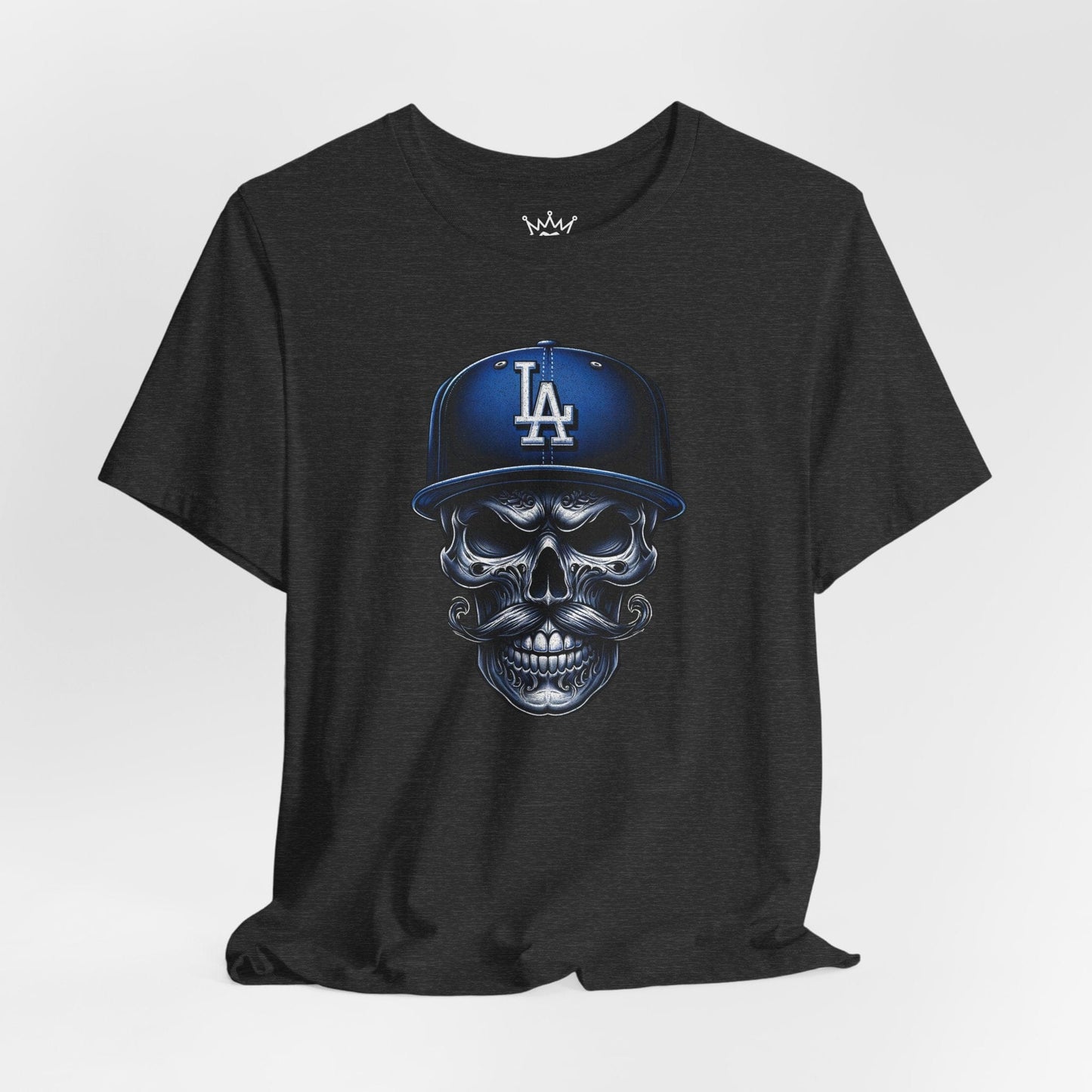 LA Skull Baseball Tee – Urban Street Style Skeleton Graphic Shirt for Los Angeles Fans