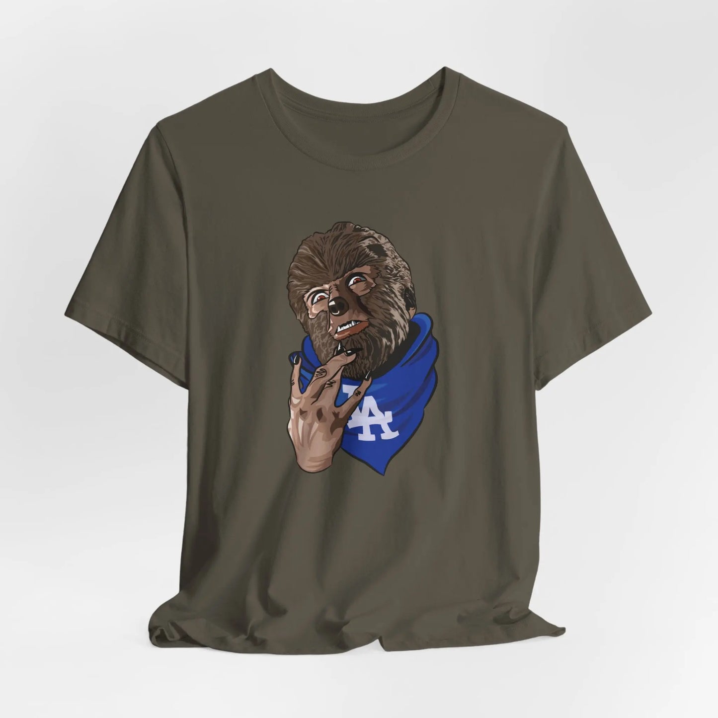 Dodgers Wolfman T-Shirt – Halloween Horror Baseball Tee, LA Fan Gear Printify