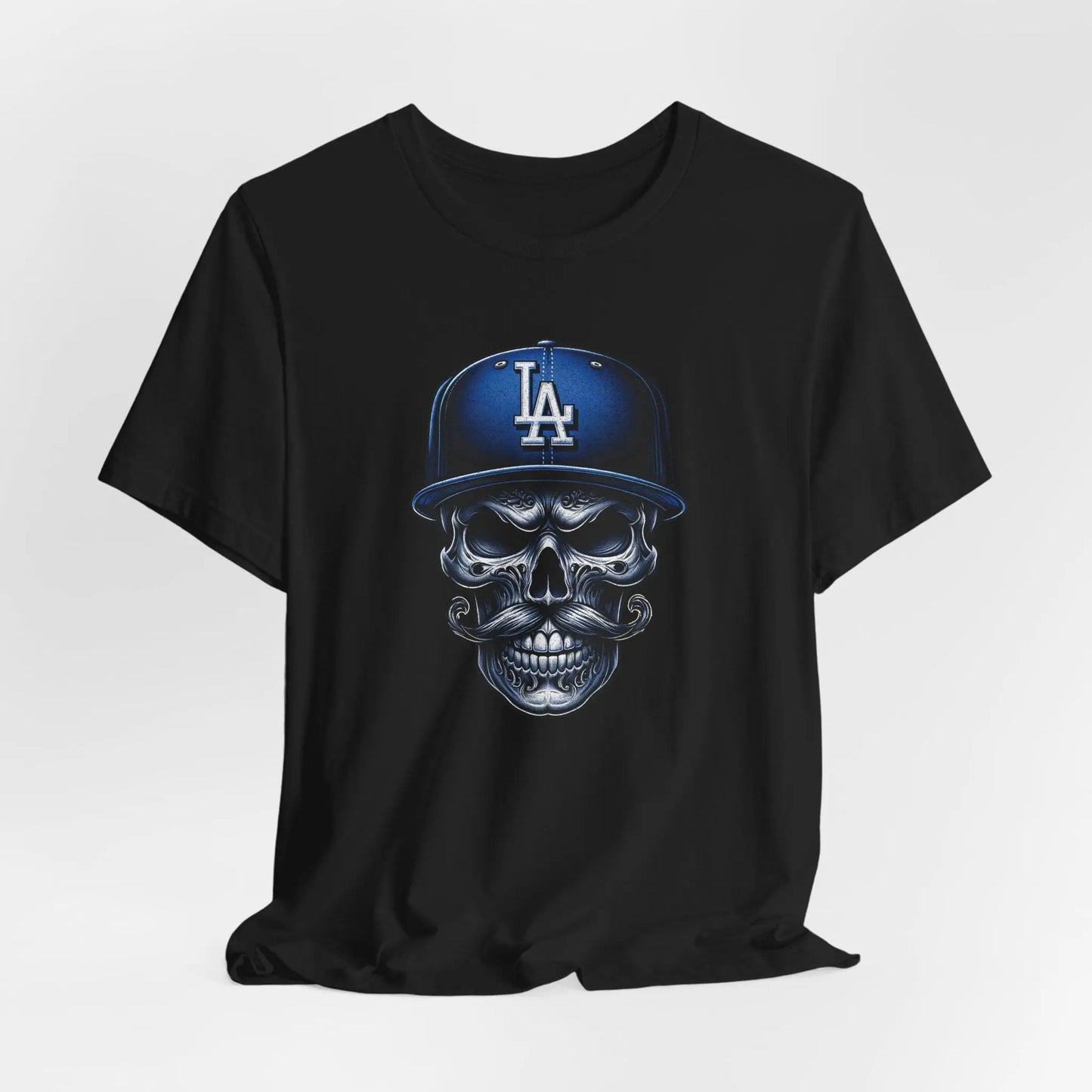 LA Skull Dodgers T-Shirt – Retro Streetwear with West Coast Heat Printify