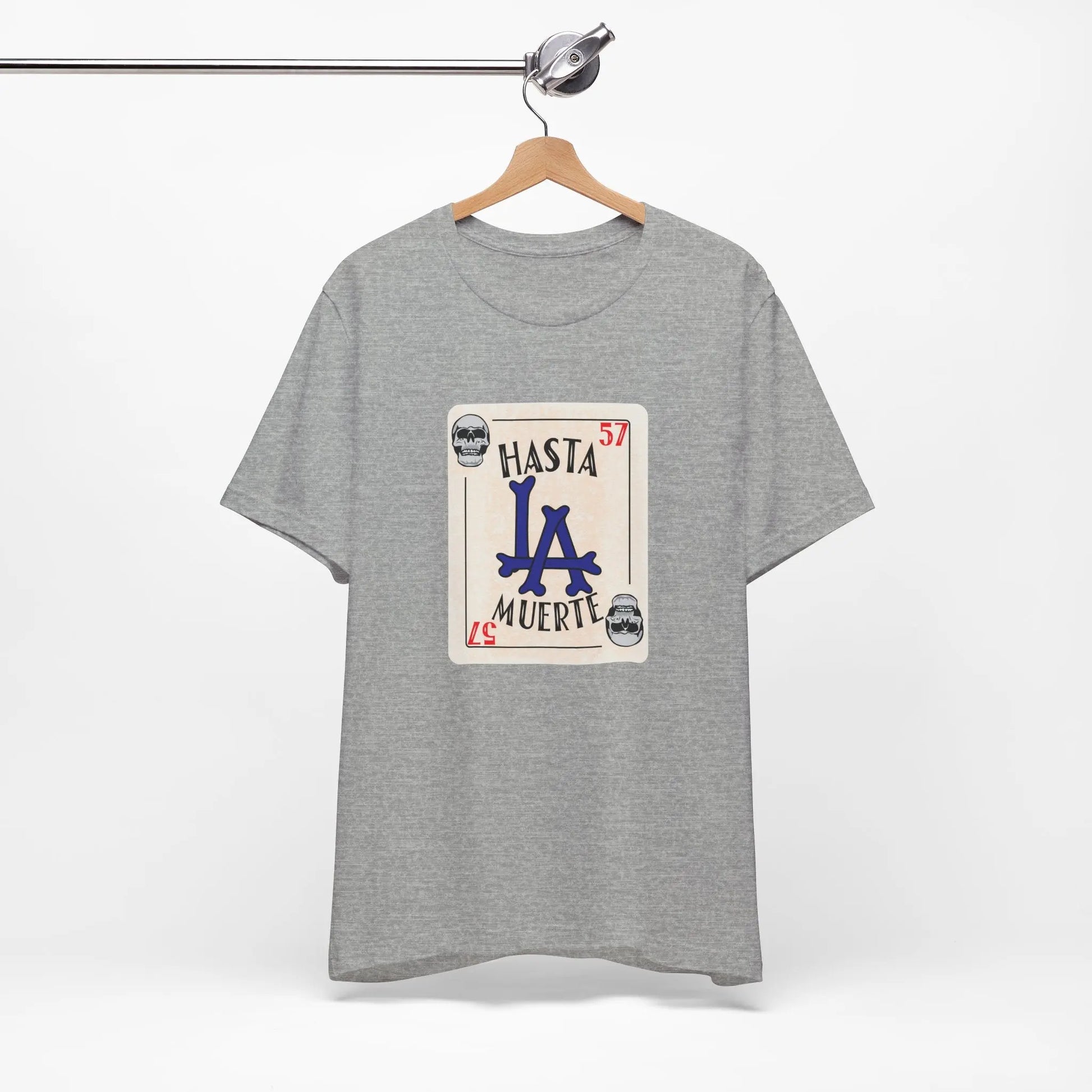 Hasta LA Muerte Dodgers T-Shirt – Skull Card 1957 Tribute, Unisex Bella Canvas Printify