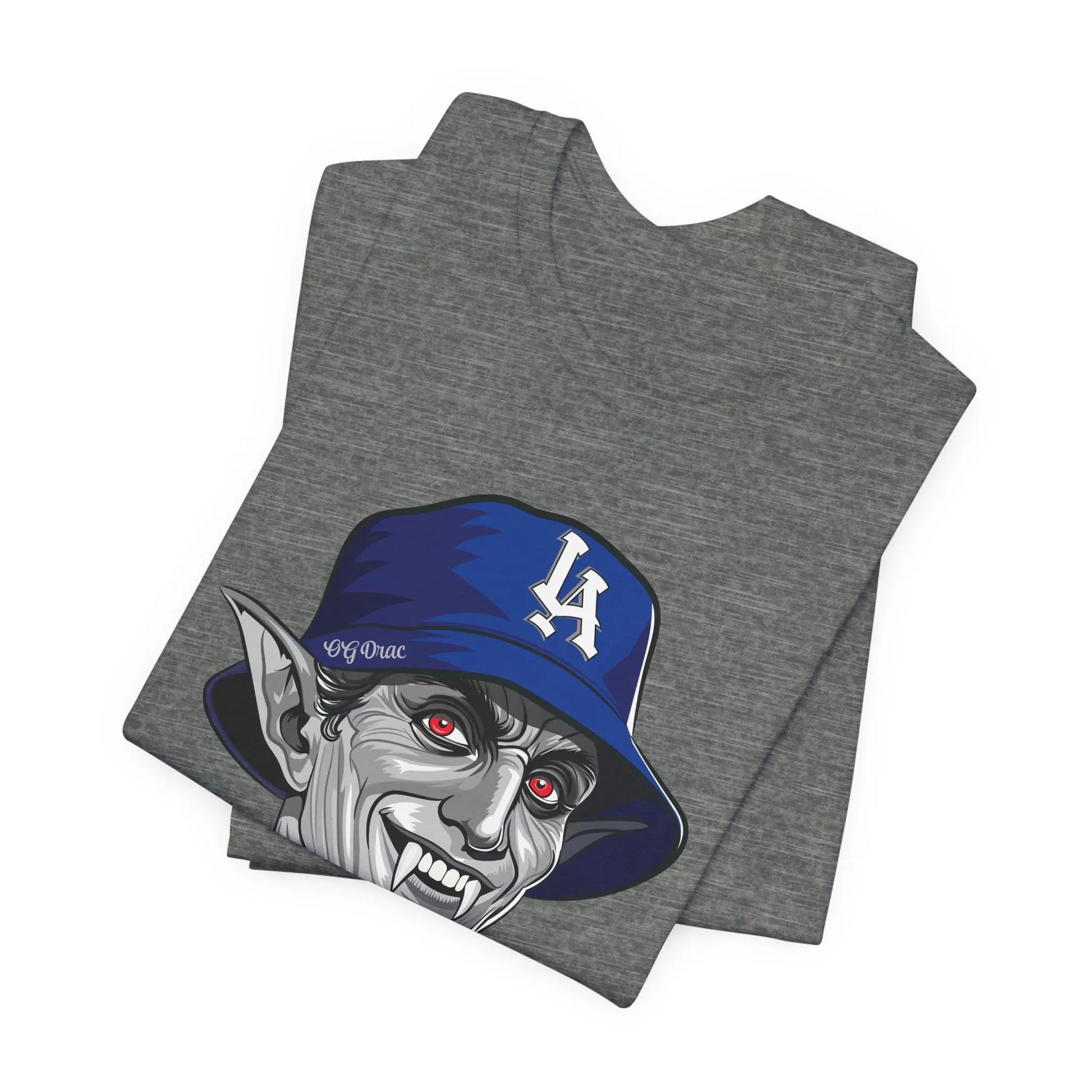 OG Drac Dodgers T-Shirt – LA Dracula Horror Baseball Tee, Spooky LA Fan Gear Printify