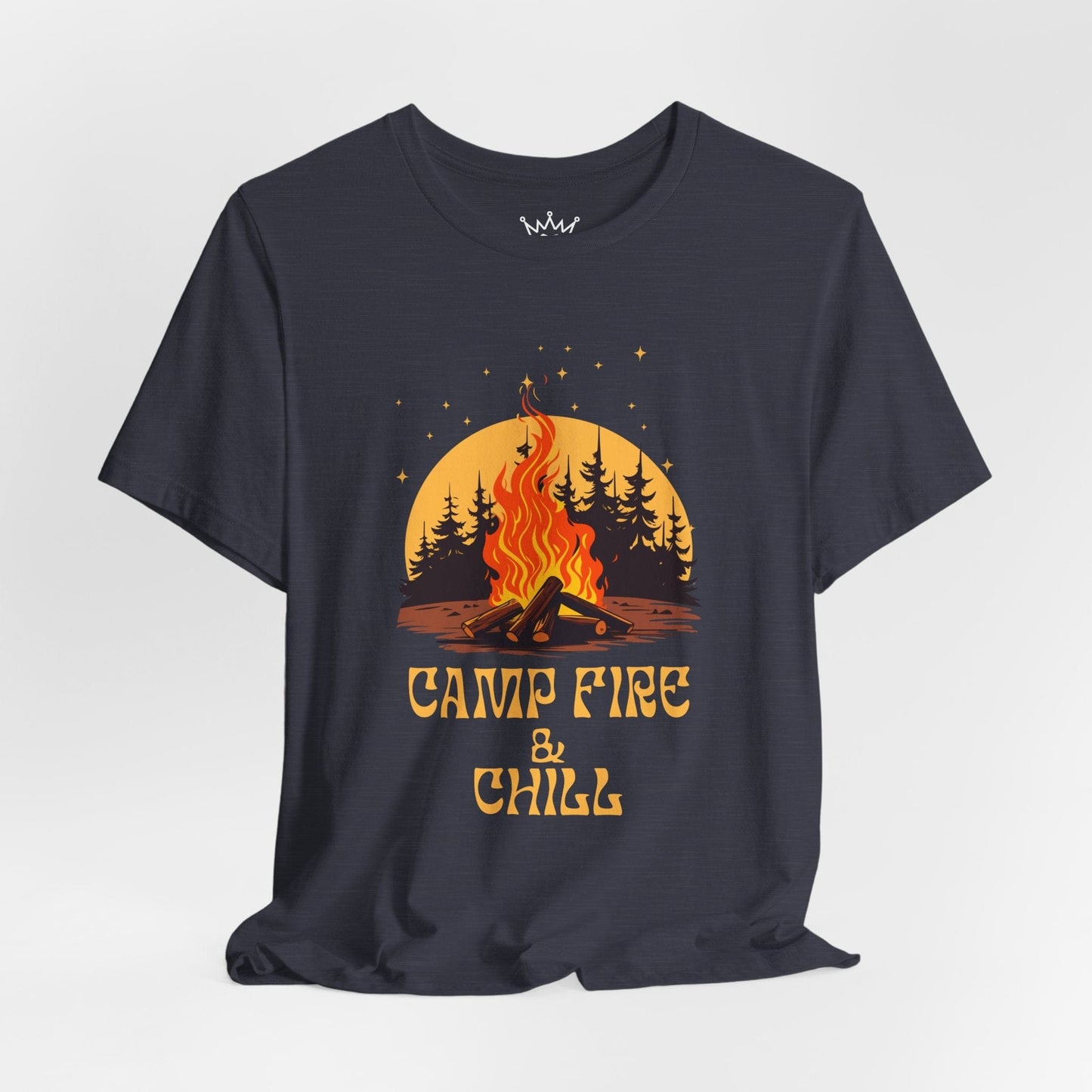 Camp Fire & Chill T-Shirt – Camping Beer Lover Tee for Outdoor Nights & Cozy Vibes