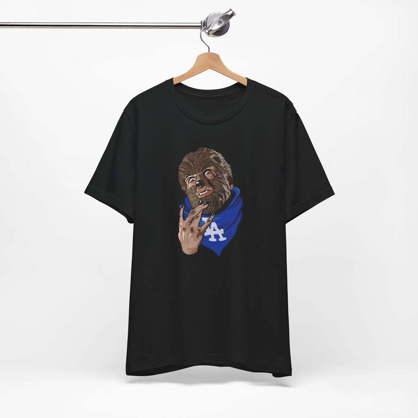 Dodgers Wolfman T-Shirt – Halloween Horror Baseball Tee, LA Fan Gear Printify