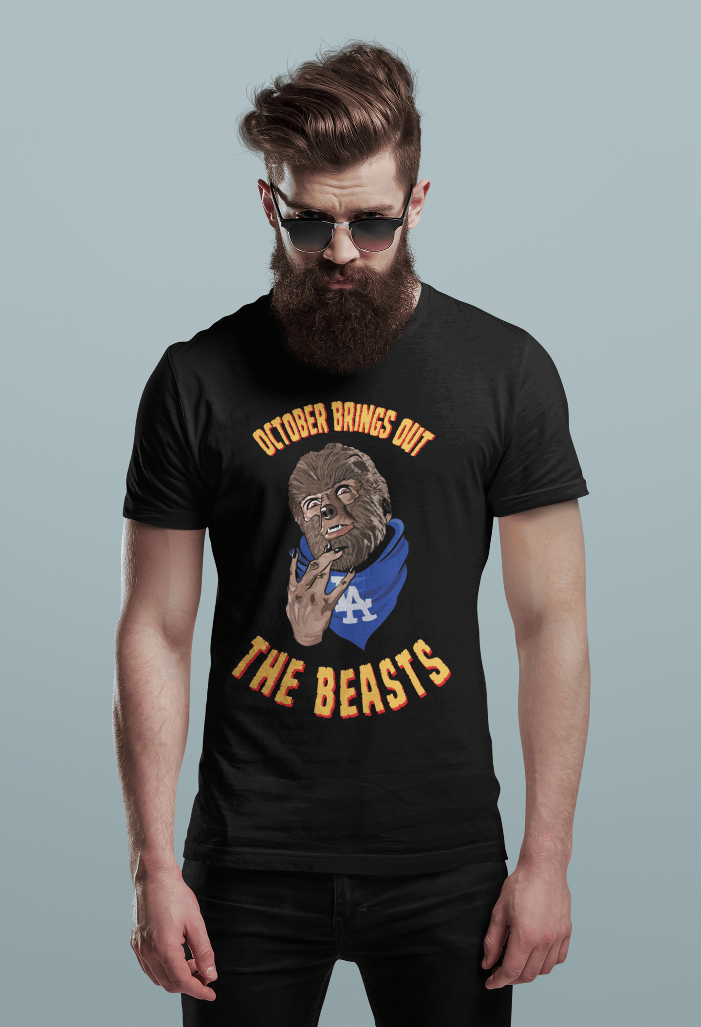 October Brings Out the Beasts T-Shirt – Funny Monster Baseball Tee, October Baseball Fan Shirt