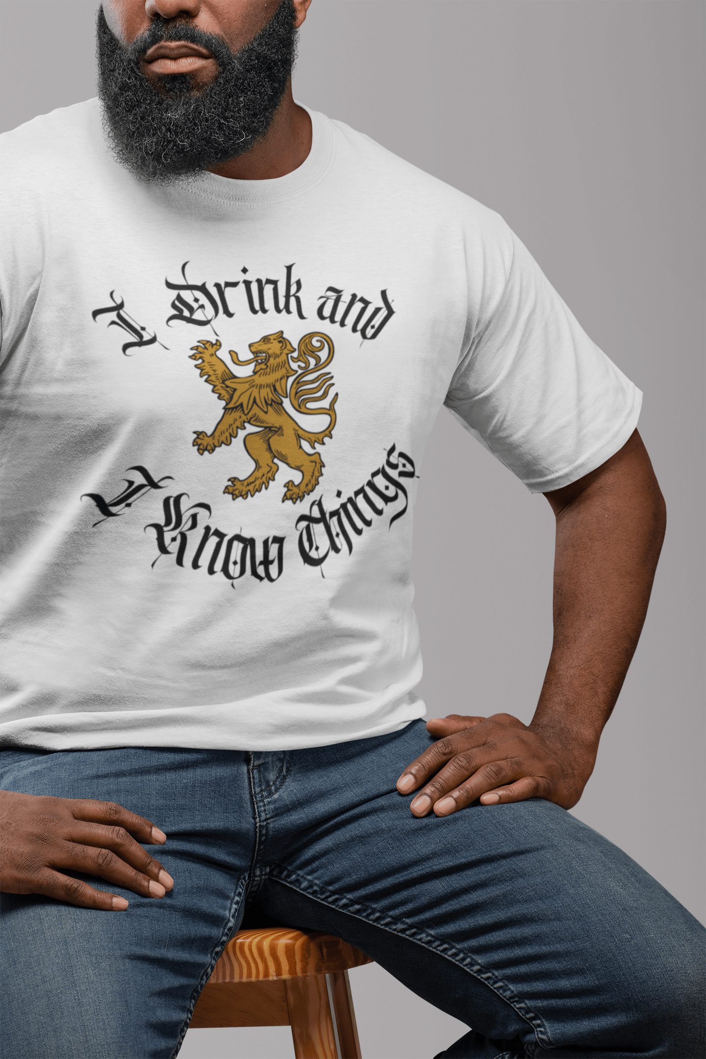 I Drink and I Know Things Shirt – Medieval Lion Beer Tee for Witty Beer Lovers