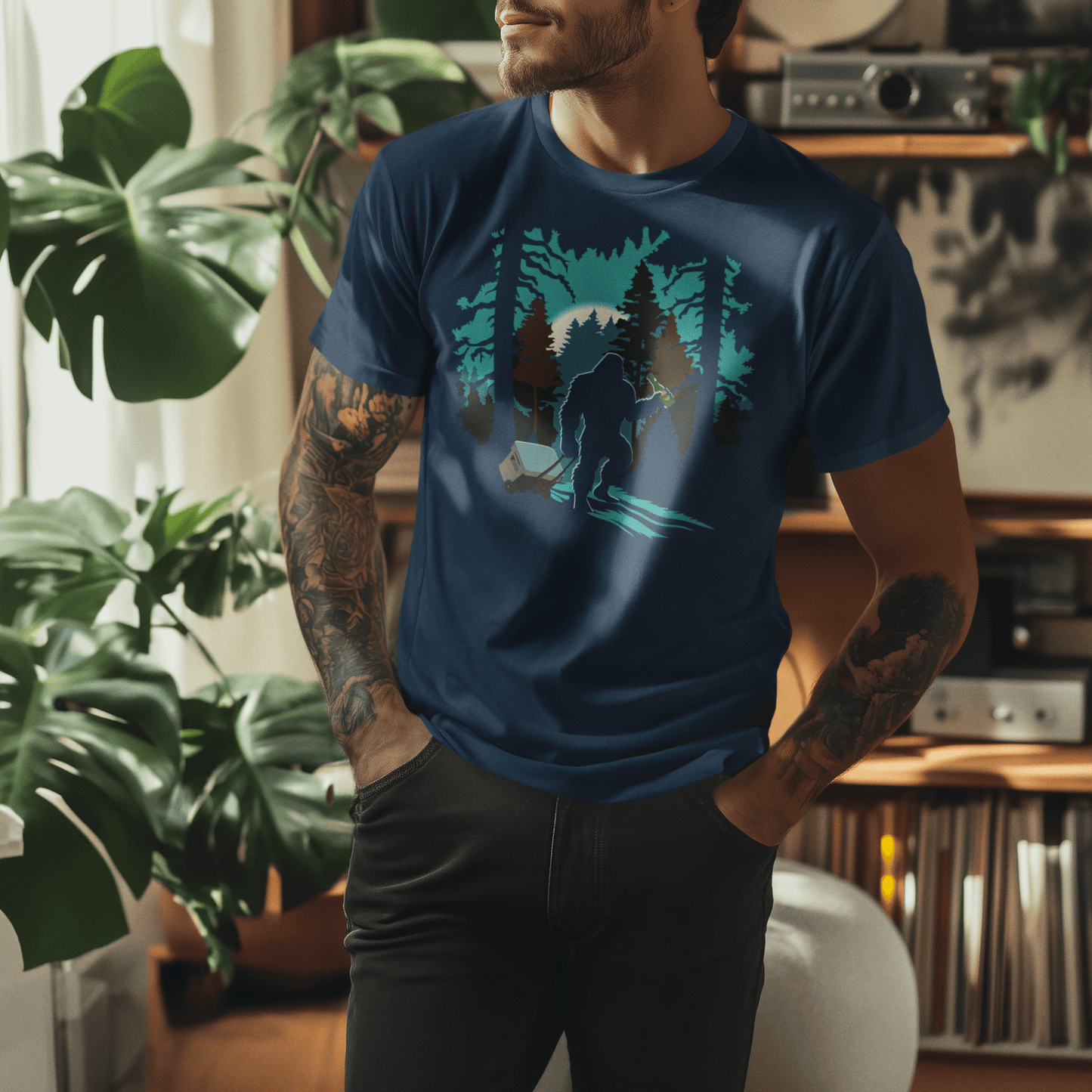 Bigfoot Beer Run Tee – Sasquatch Forest Beer Lover Shirt (Unisex)