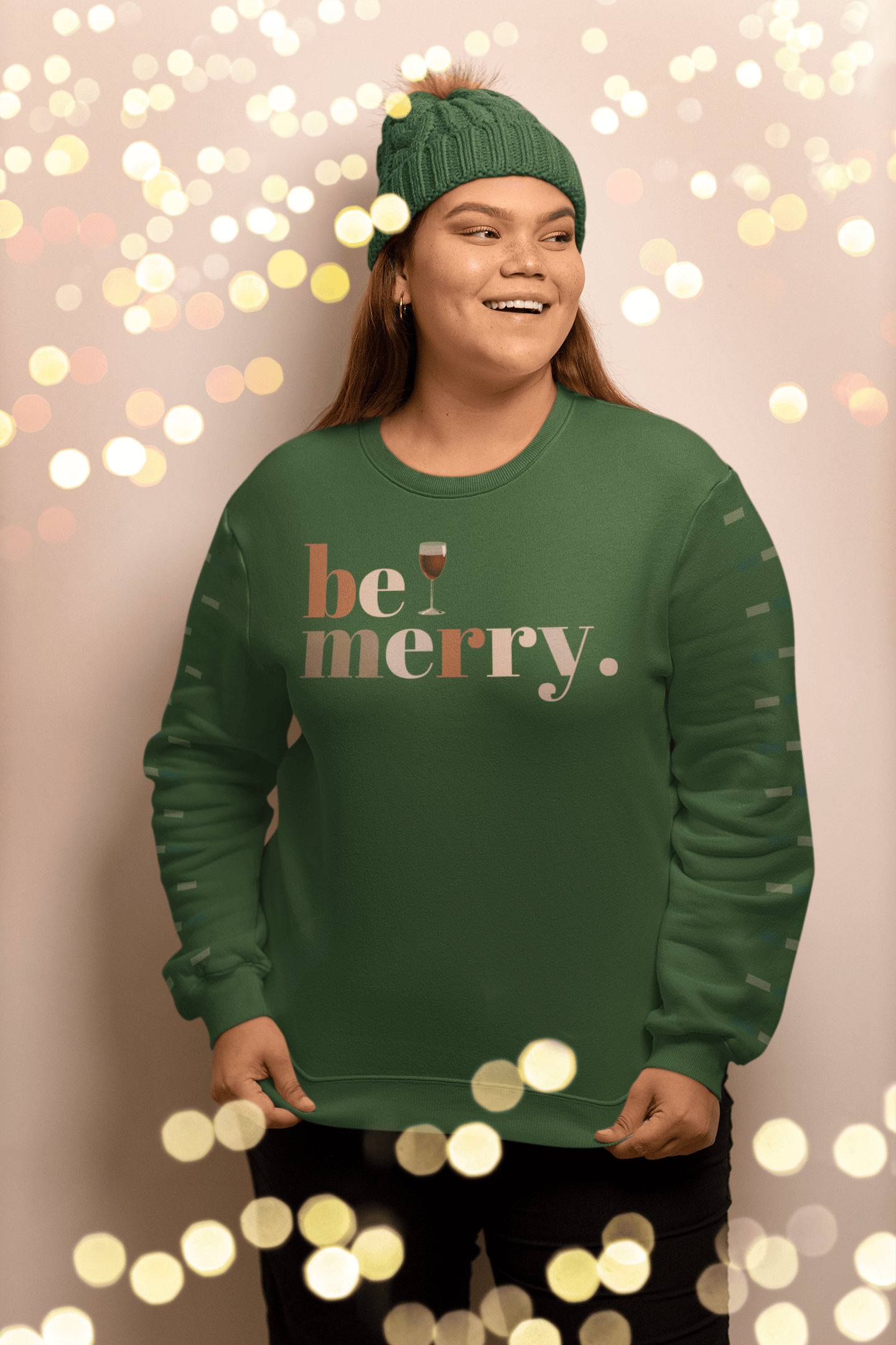 Be Merry Wine Sweatshirt – Cozy Christmas Wine Lover Crewneck, Festive Holiday Sweater for Women & Men