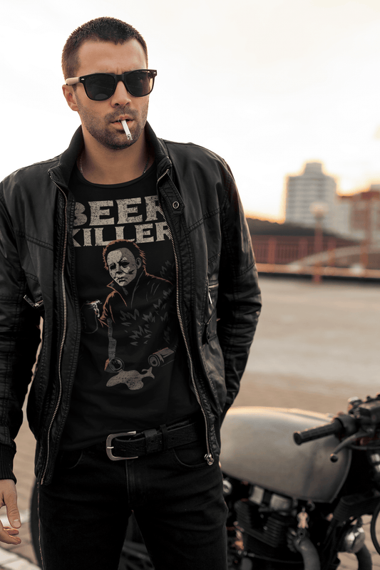 Beer Killer Horror Tee – Funny Slasher Drinking Shirt for Beer Lovers (Unisex)