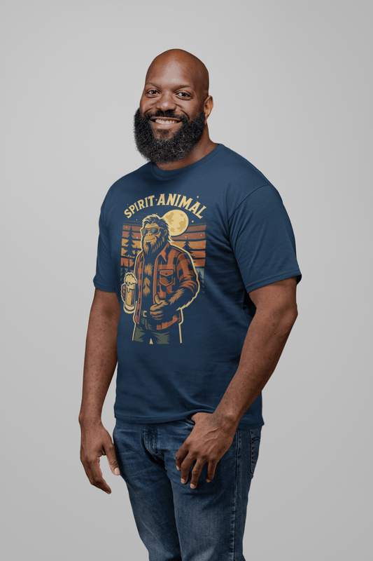 Spirit Animal Sasquatch Beer Tee – Bigfoot Drinking Shirt for Beer Lovers (Unisex Bella+Canvas)