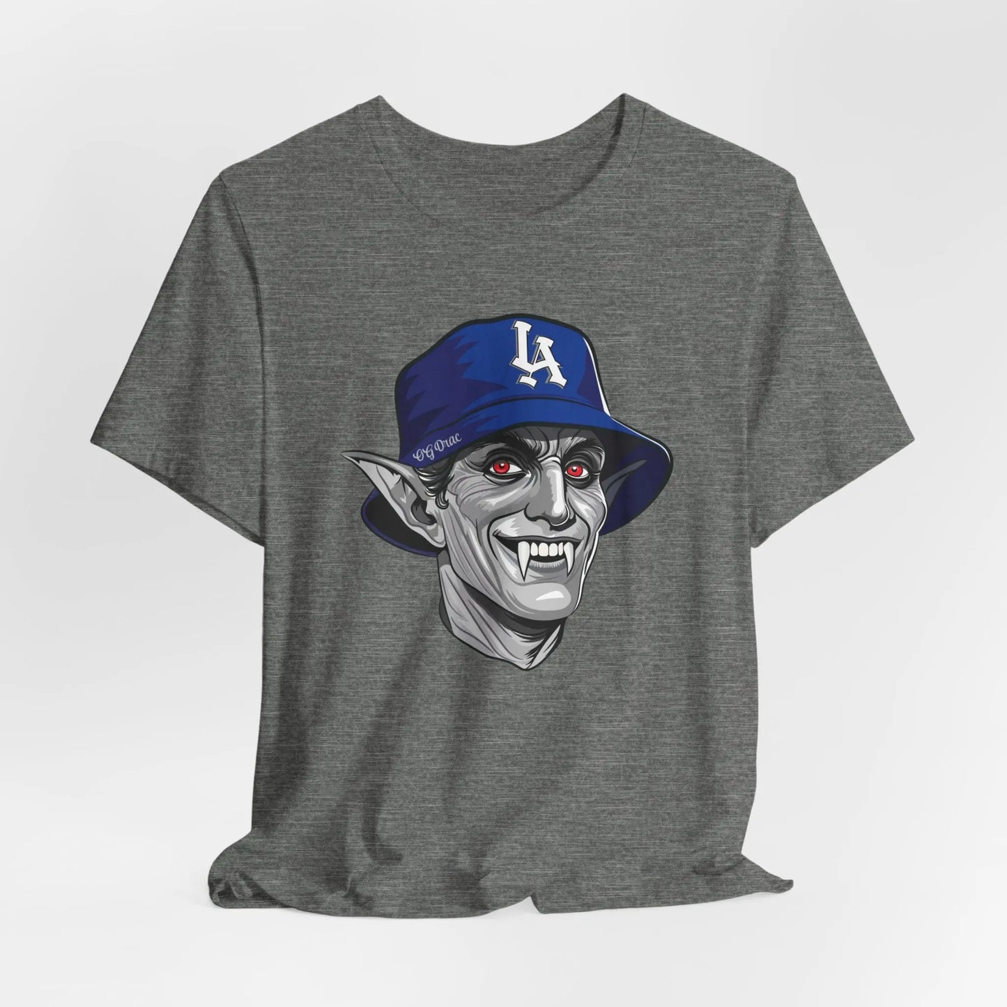 OG Drac Dodgers T-Shirt – LA Dracula Horror Baseball Tee, Spooky LA Fan Gear Printify