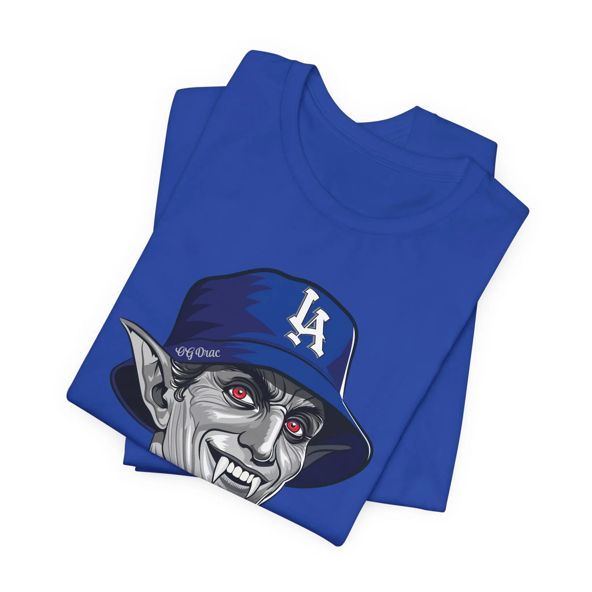 OG Drac Dodgers T-Shirt – LA Dracula Horror Baseball Tee, Spooky LA Fan Gear Printify