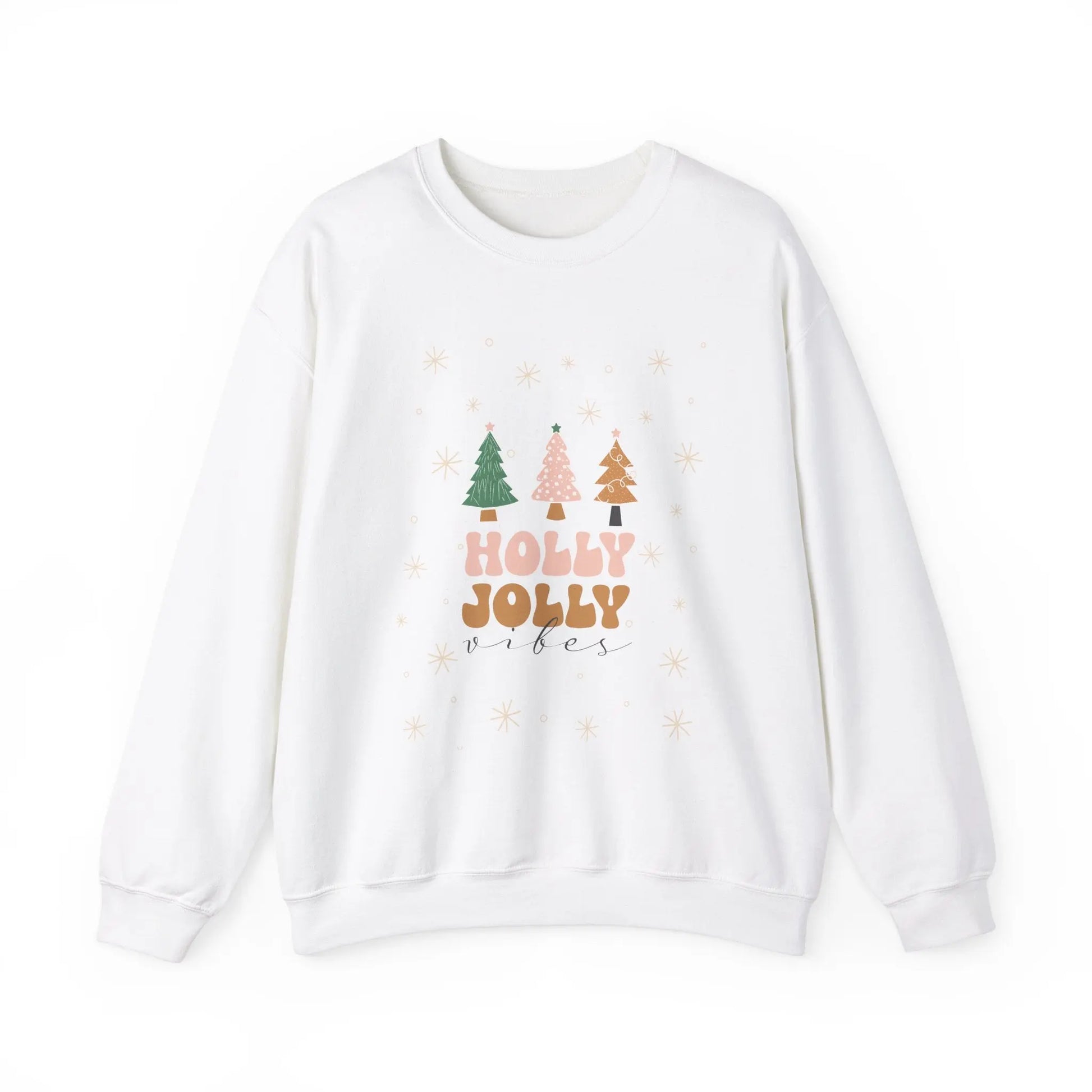 Holly Jolly Vibes Sweatshirt, Cute Christmas Crewneck, Festive Holiday Sweater, Unisex Winter Apparel, Cozy Christmas Gift for Her or Him Printify