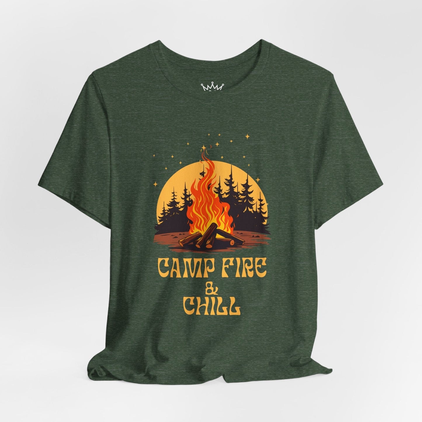 Camp Fire & Chill T-Shirt – Camping Beer Lover Tee for Outdoor Nights & Cozy Vibes