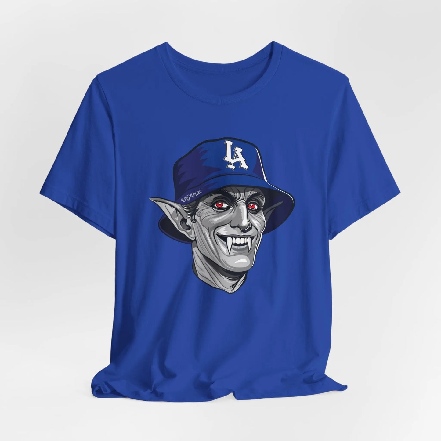 OG Drac Dodgers T-Shirt – LA Dracula Horror Baseball Tee, Spooky LA Fan Gear Printify