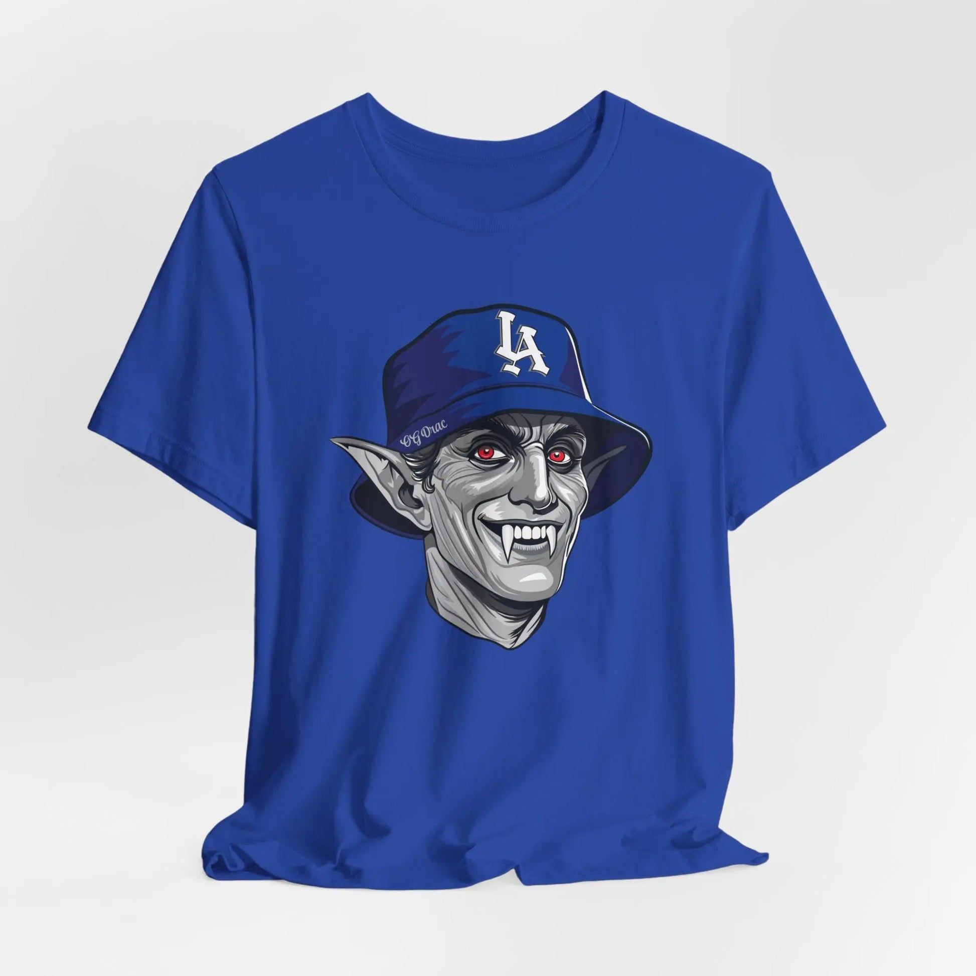 OG Drac Dodgers T-Shirt – LA Dracula Horror Baseball Tee, Spooky LA Fan Gear Printify