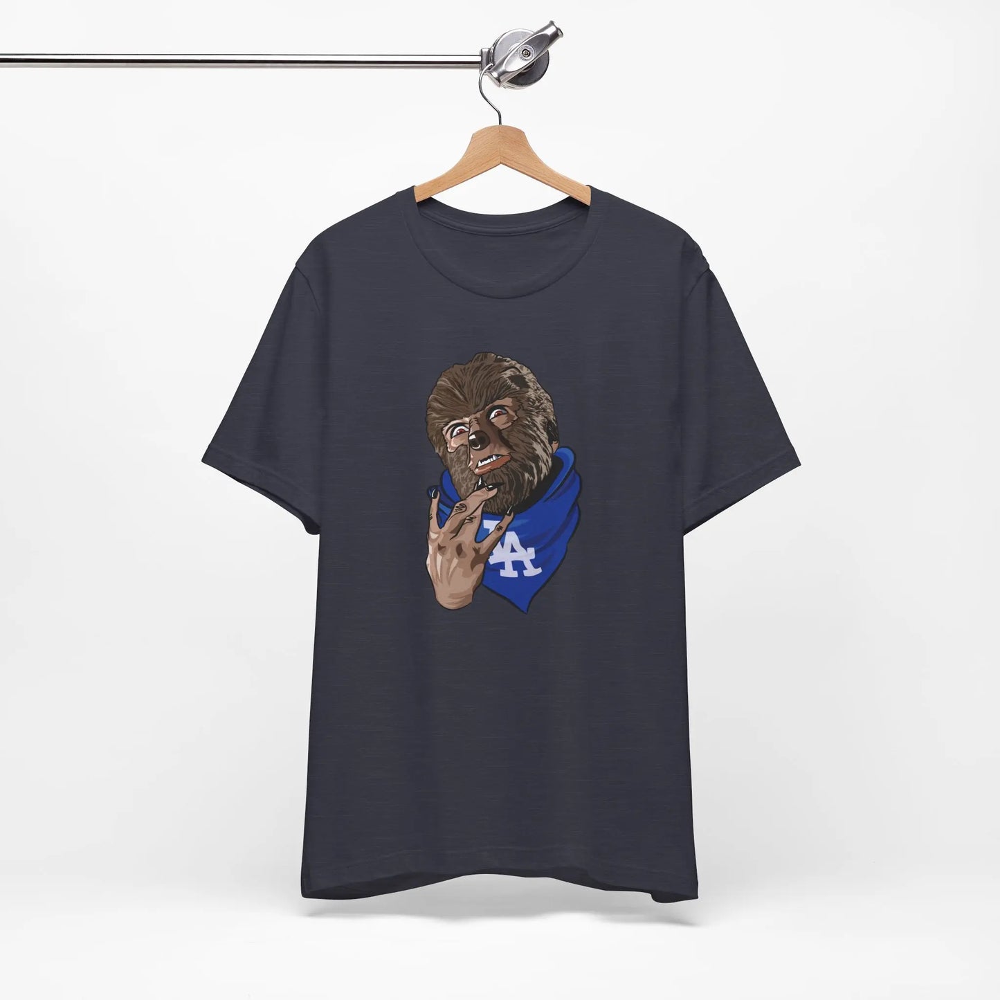 Dodgers Wolfman T-Shirt – Halloween Horror Baseball Tee, LA Fan Gear Printify