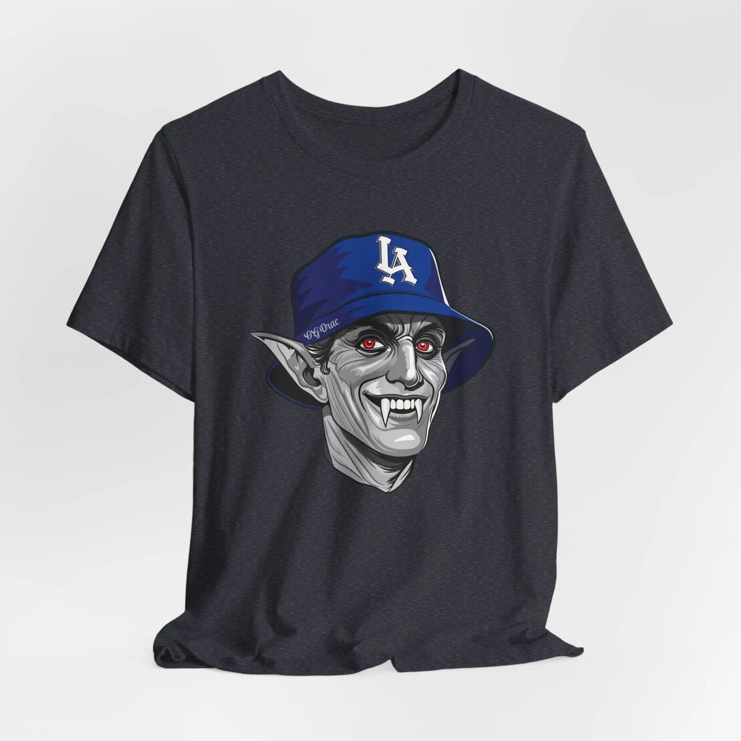 OG Drac Dodgers T-Shirt – LA Dracula Horror Baseball Tee, Spooky LA Fan Gear Printify