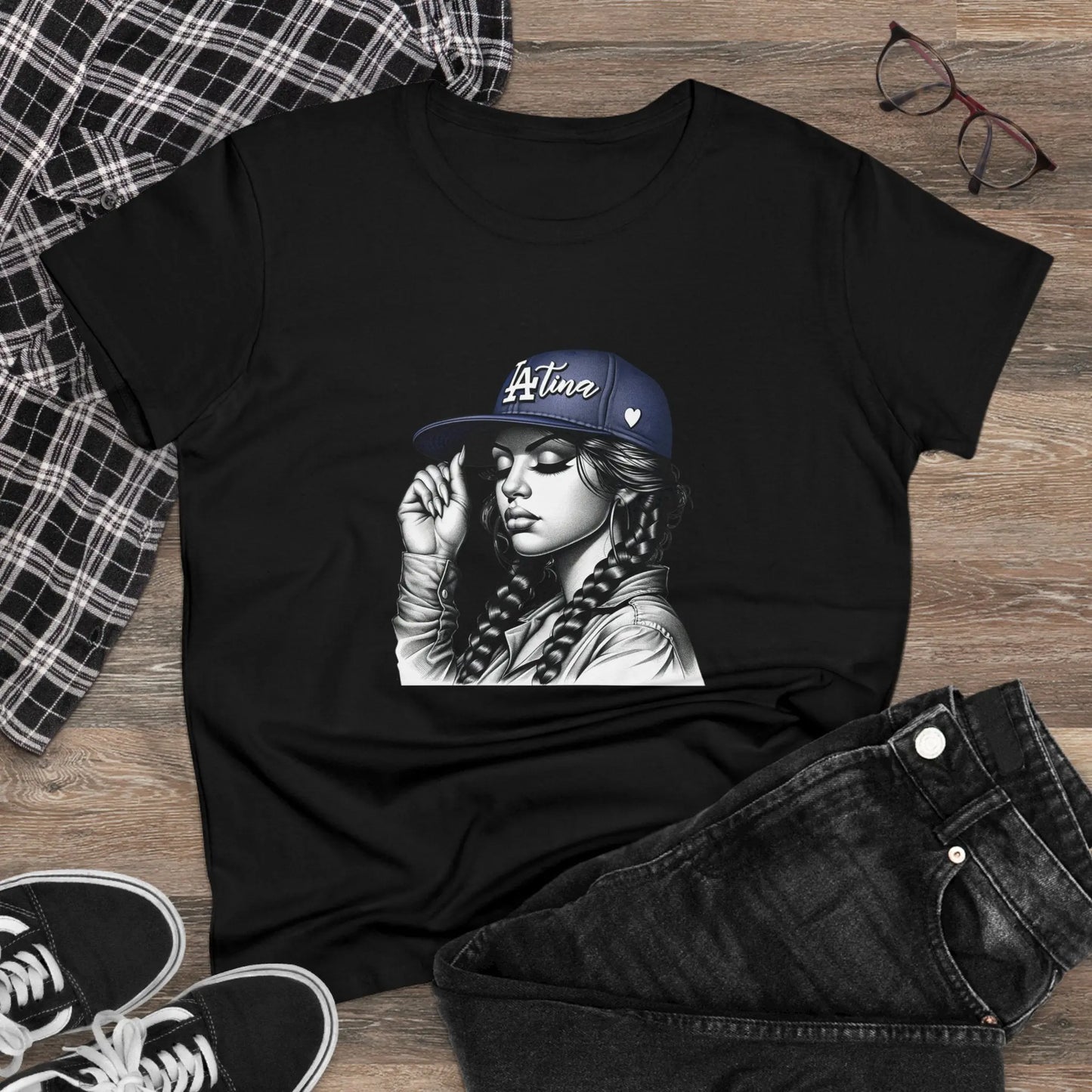 LA Tina Dodgers Latina T-Shirt – Chicana Streetwear, Women’s LA Culture Tee Printify