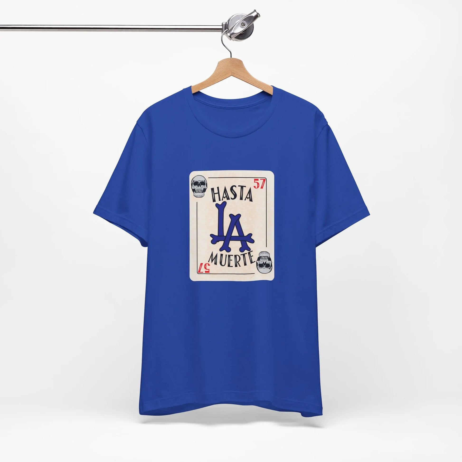 Hasta LA Muerte Dodgers T-Shirt – Skull Card 1957 Tribute, Unisex Bella Canvas Printify