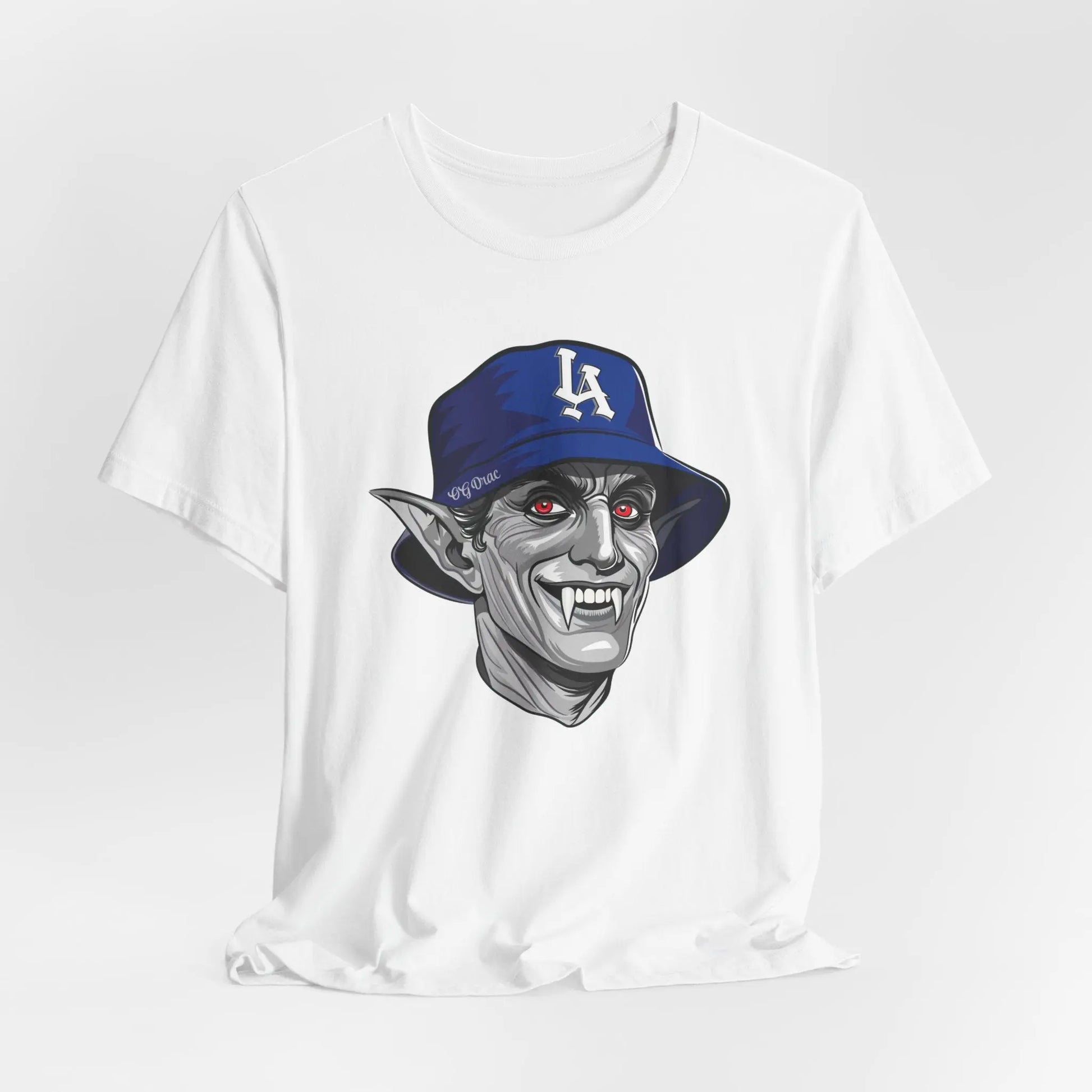 OG Drac Dodgers T-Shirt – LA Dracula Horror Baseball Tee, Spooky LA Fan Gear Printify