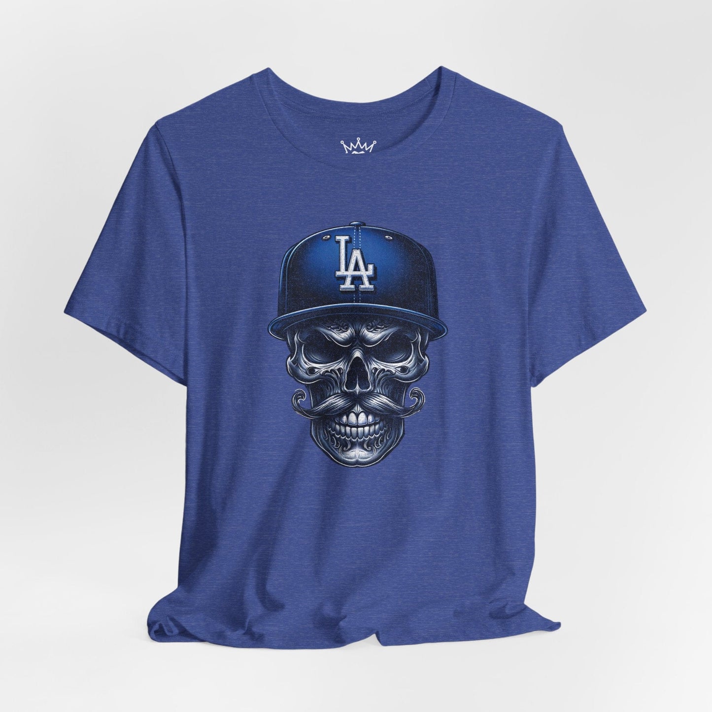 LA Skull Baseball Tee – Urban Street Style Skeleton Graphic Shirt for Los Angeles Fans