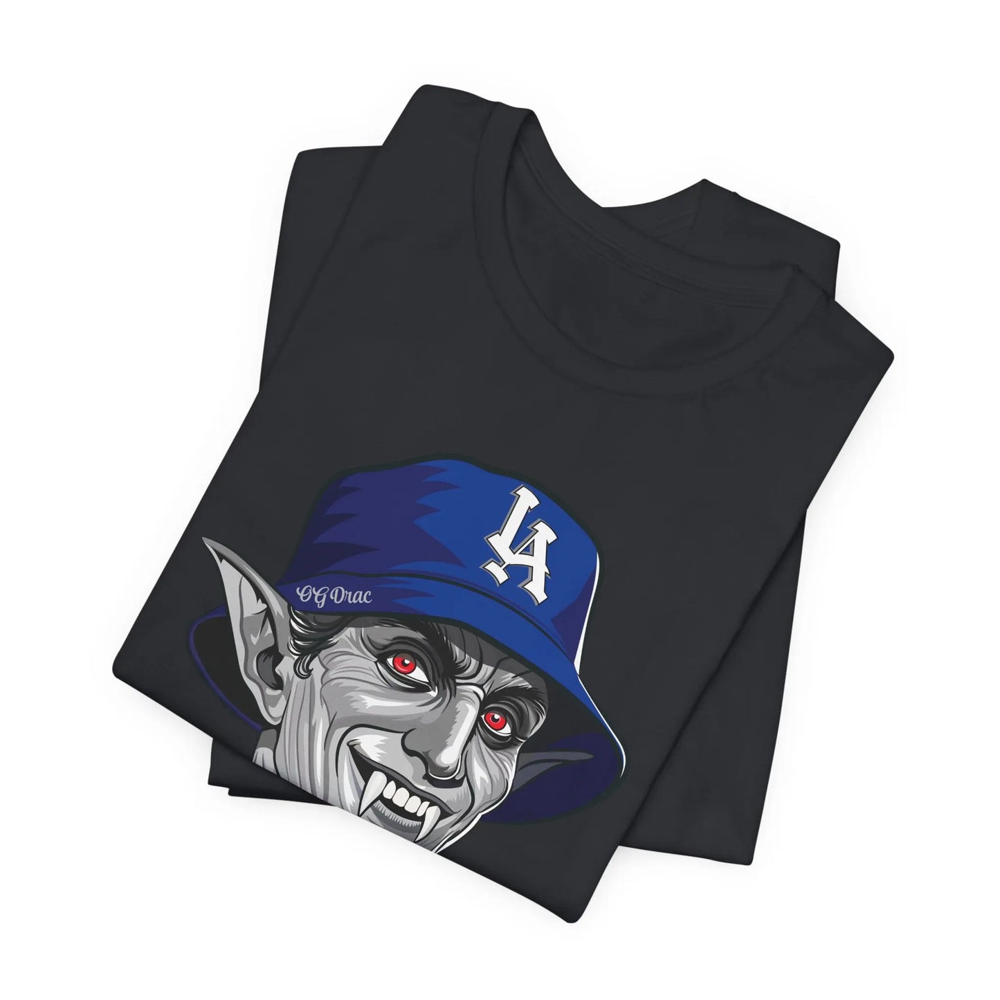 OG Drac Dodgers T-Shirt – LA Dracula Horror Baseball Tee, Spooky LA Fan Gear Printify