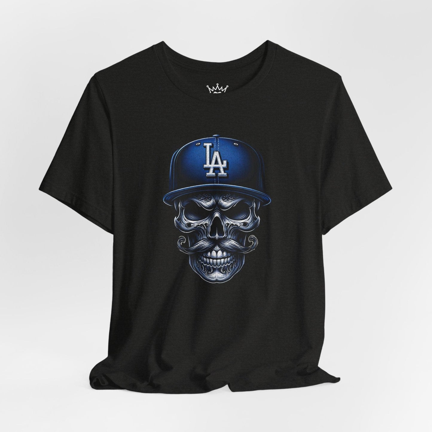 LA Skull Baseball Tee – Urban Street Style Skeleton Graphic Shirt for Los Angeles Fans