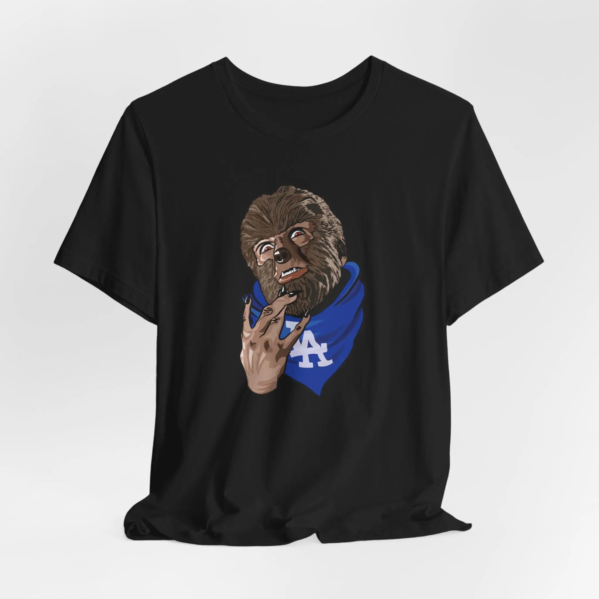 Dodgers Wolfman T-Shirt – Halloween Horror Baseball Tee, LA Fan Gear Printify