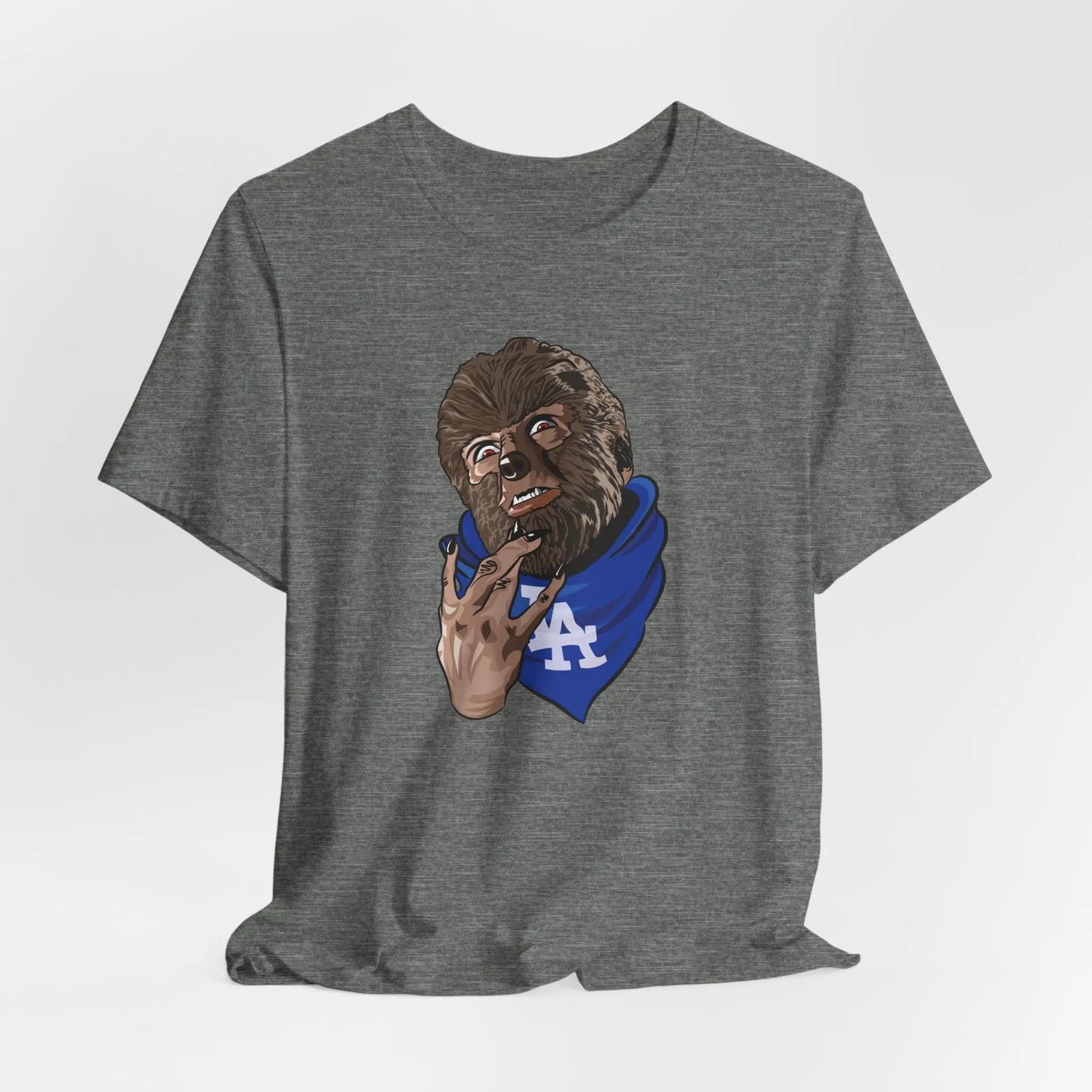 Wolfman Westside Dodgers Tee – Horror Baseball Graphic for LA Fans Printify