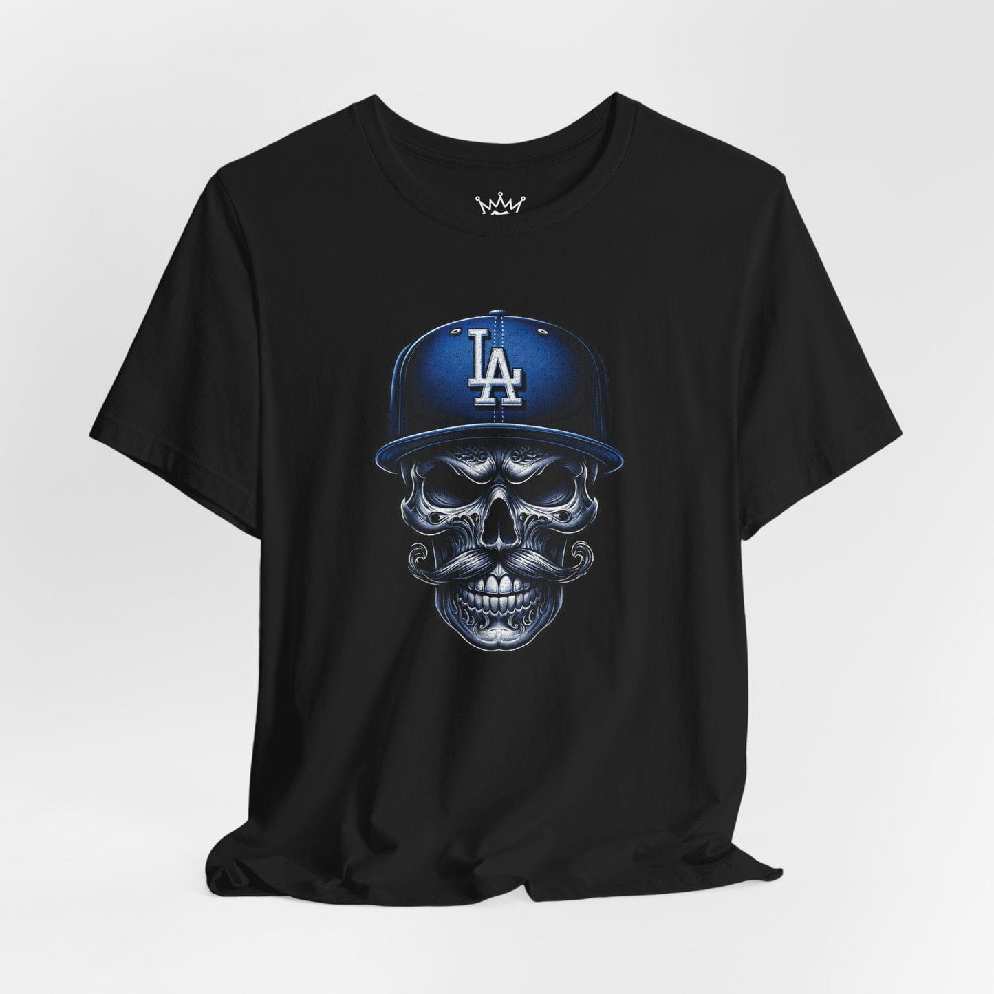 LA Skull Baseball Tee – Urban Street Style Skeleton Graphic Shirt for Los Angeles Fans
