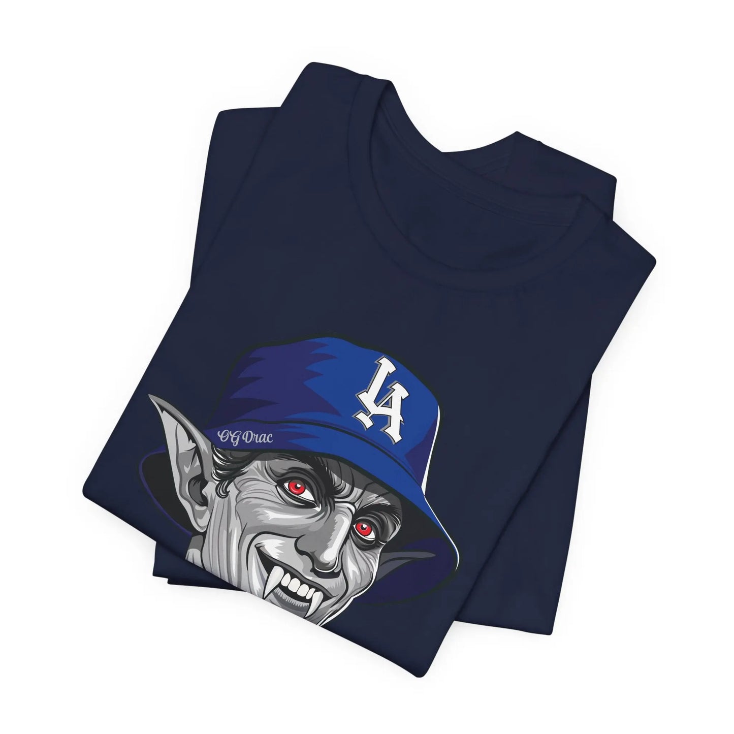 OG Drac Dodgers T-Shirt – LA Dracula Horror Baseball Tee, Spooky LA Fan Gear Printify