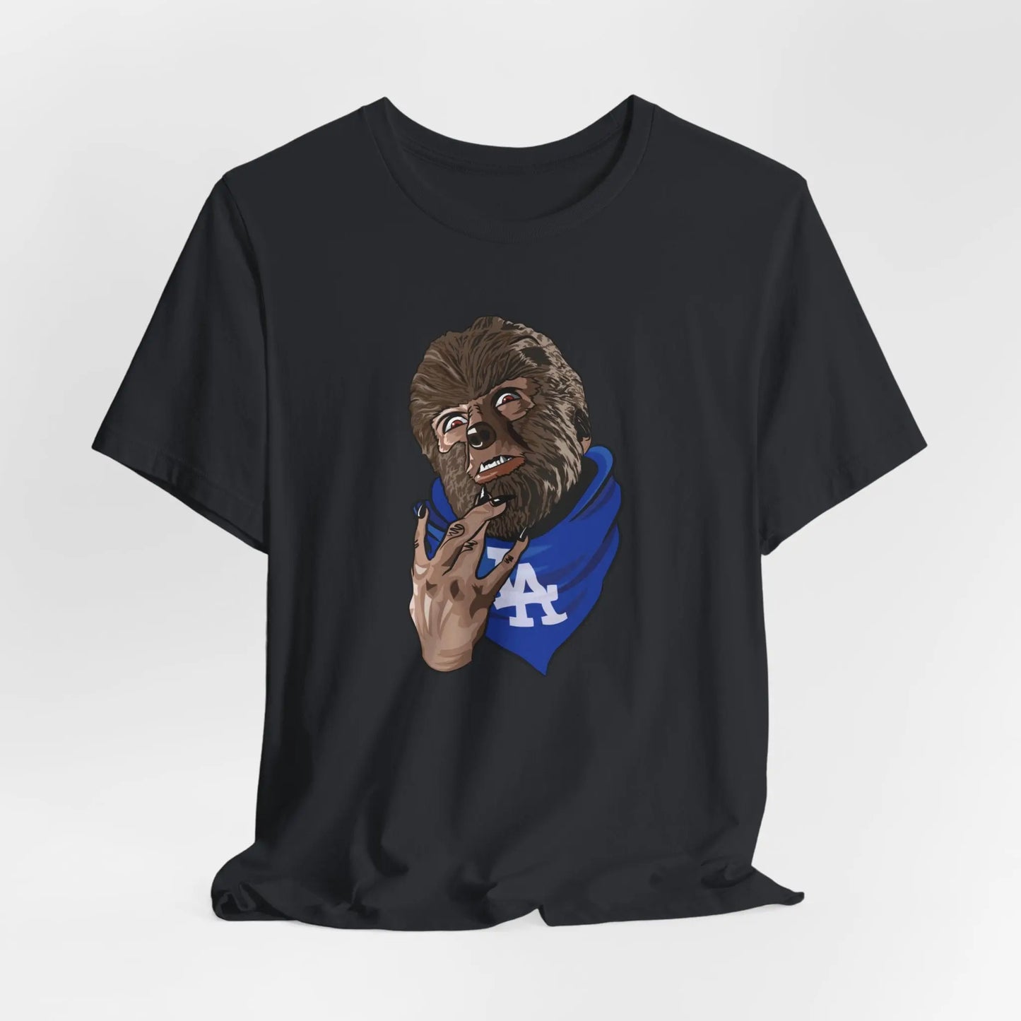 Dodgers Wolfman T-Shirt – Halloween Horror Baseball Tee, LA Fan Gear Printify