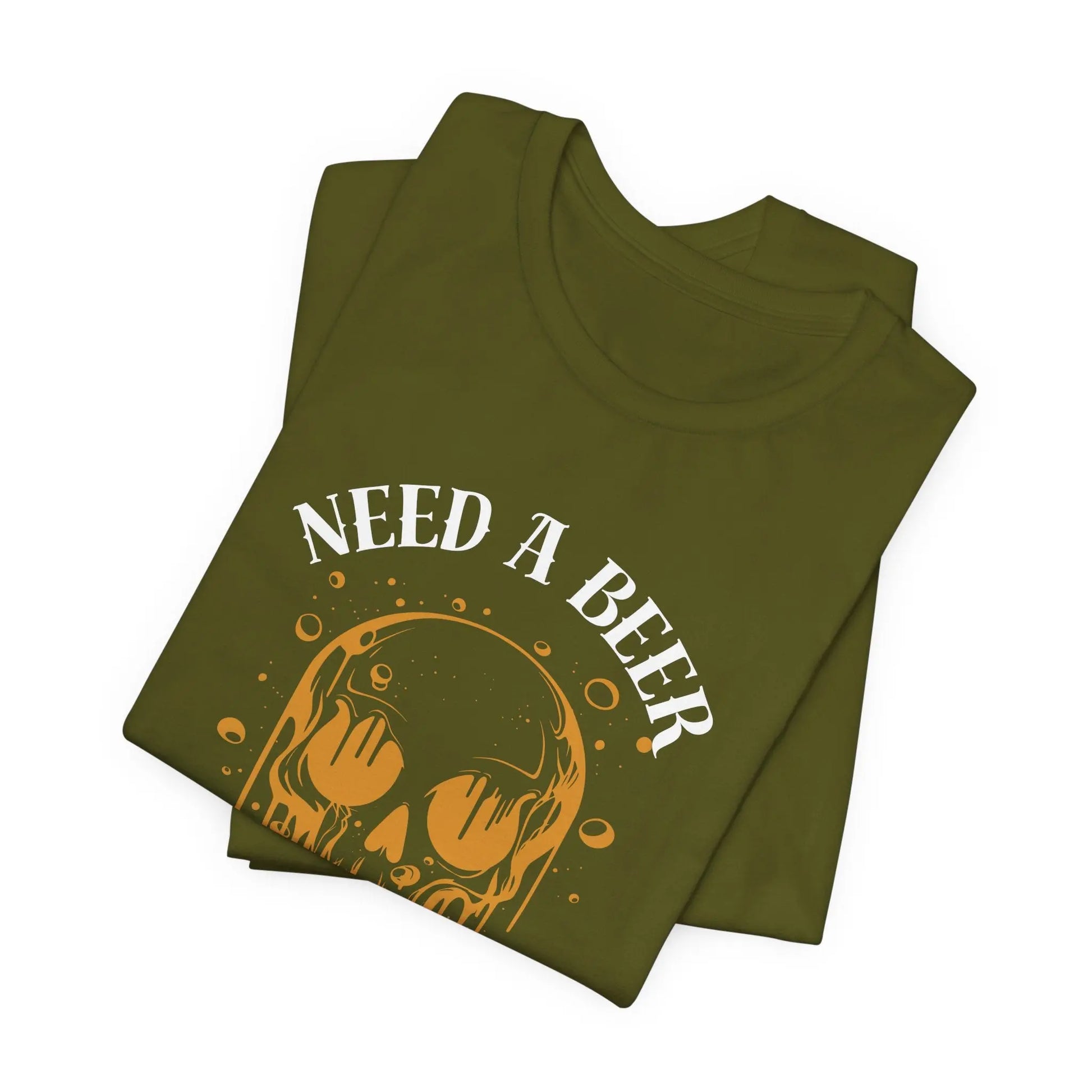 Need a Beer T-Shirt, Dripping Skull Graphic Tee, Vintage Beer Lovers Shirt, Edgy Streetwear, Bella Canvas 3001, Holiday Gift for Him/Her Printify