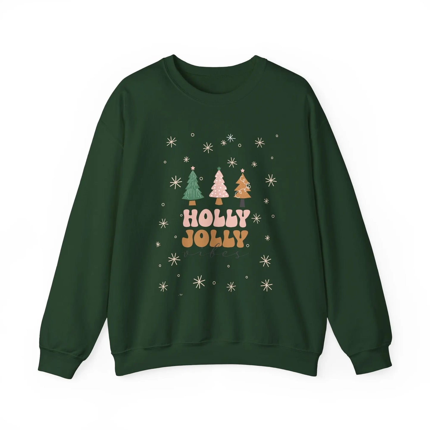 Holly Jolly Vibes Sweatshirt, Cute Christmas Crewneck, Festive Holiday Sweater, Unisex Winter Apparel, Cozy Christmas Gift for Her or Him Printify